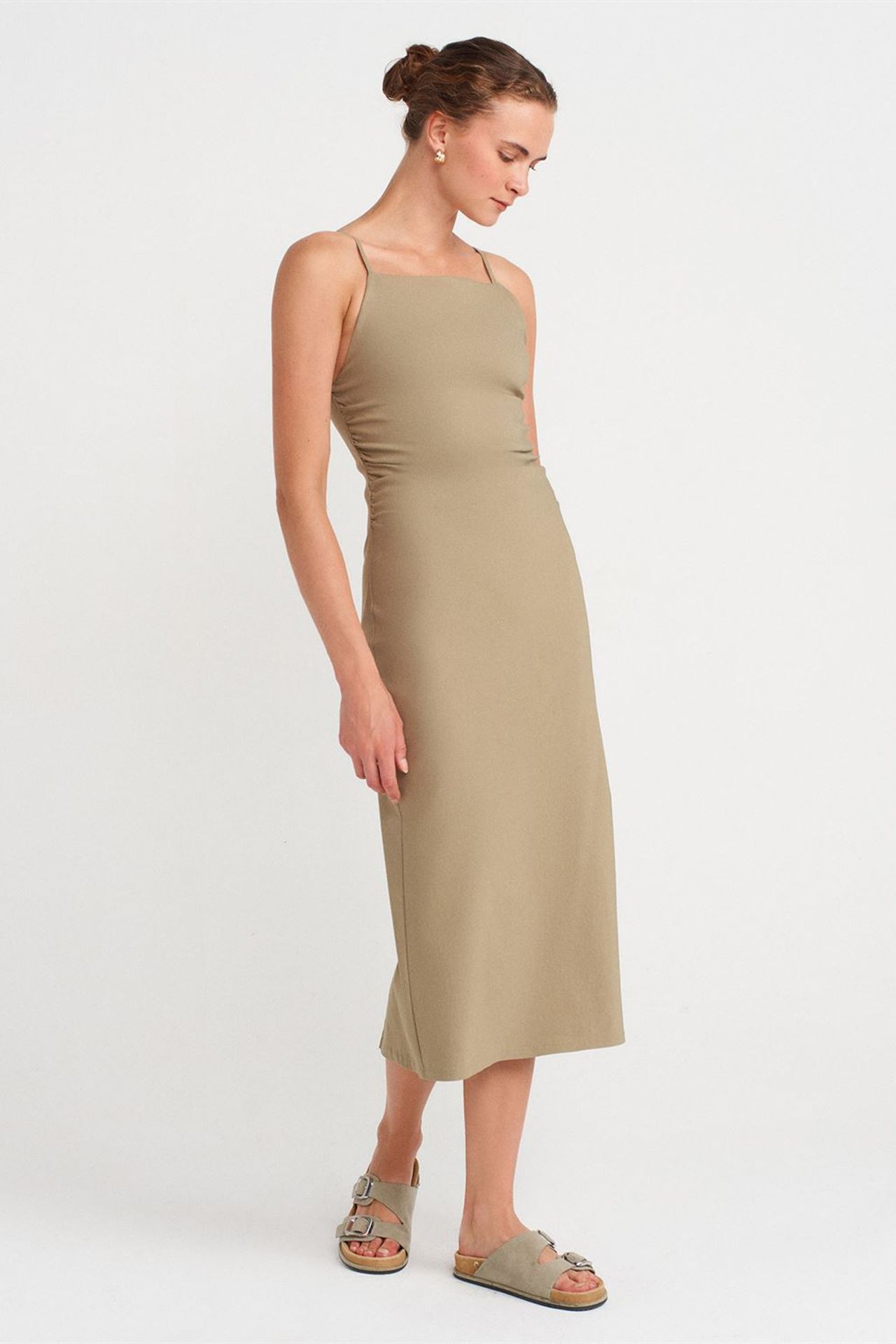 DILVIN Askısız Bodycon Midi Elbise 4