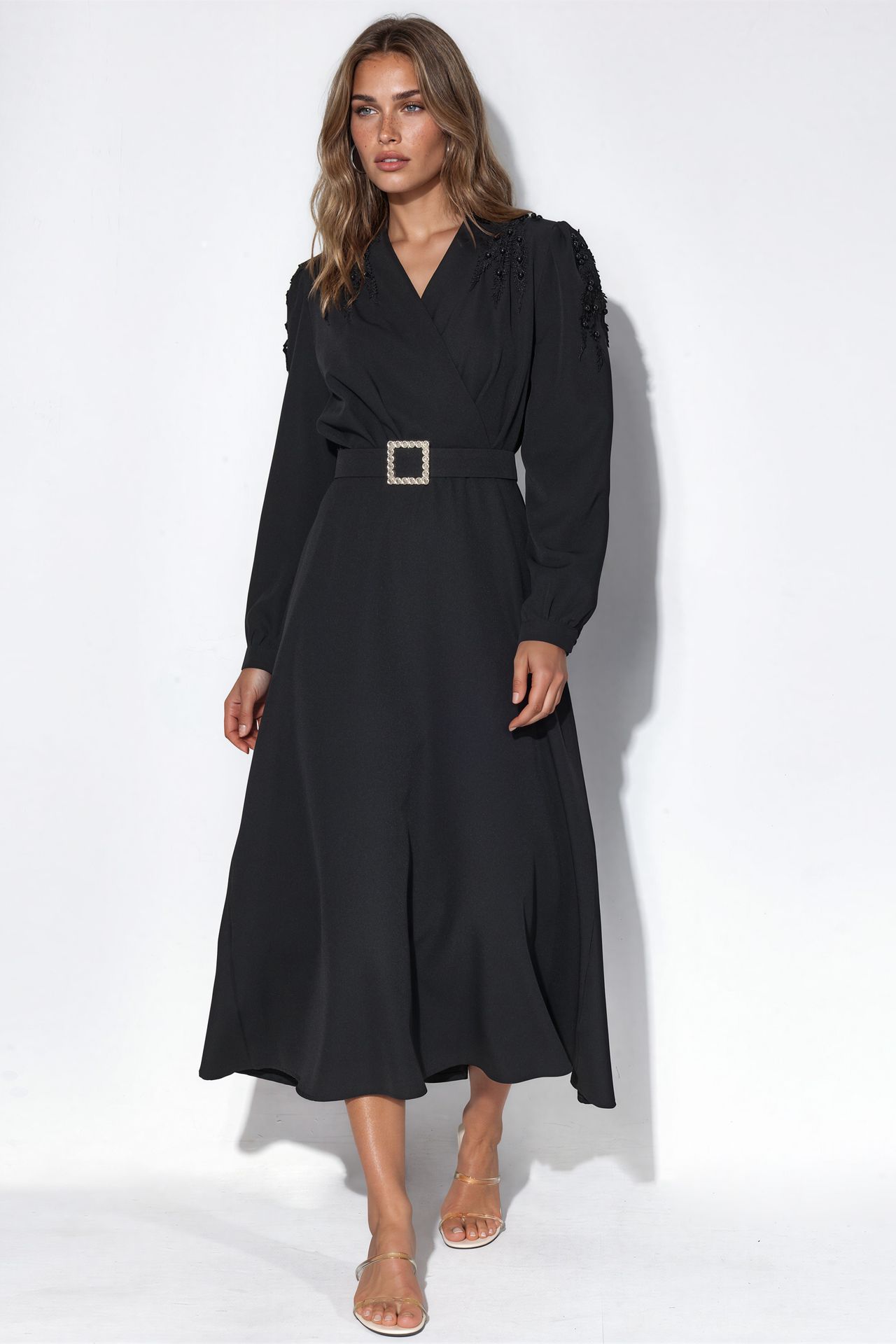 MSN Belted A-line Midi Dress 2