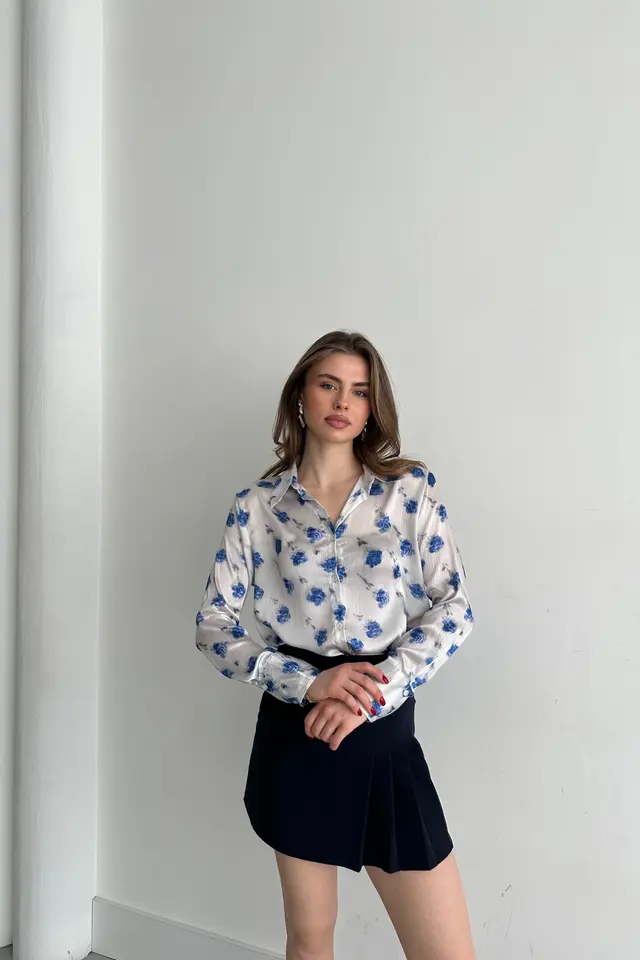 MY FASHION Floral Printed Button-Up Shirt