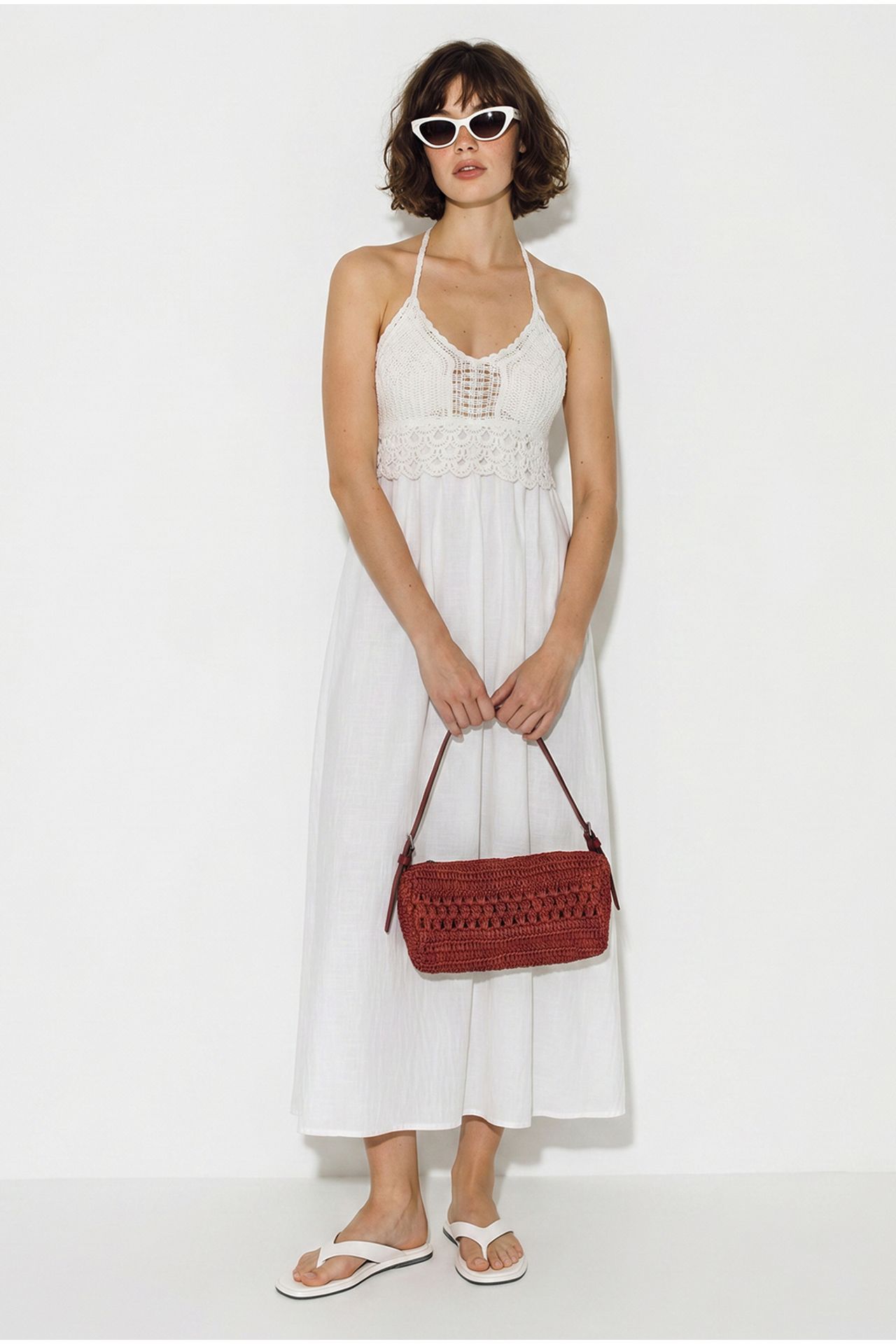 LUCCI Halter Lace A-Line Midi Dress 3