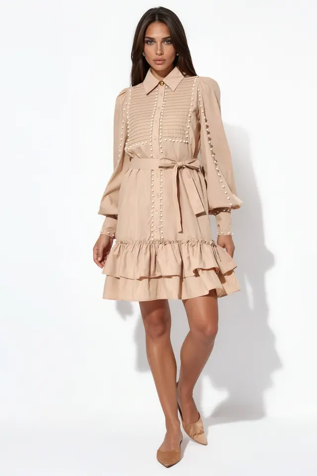 MSN Belted V-neck Mini Dress