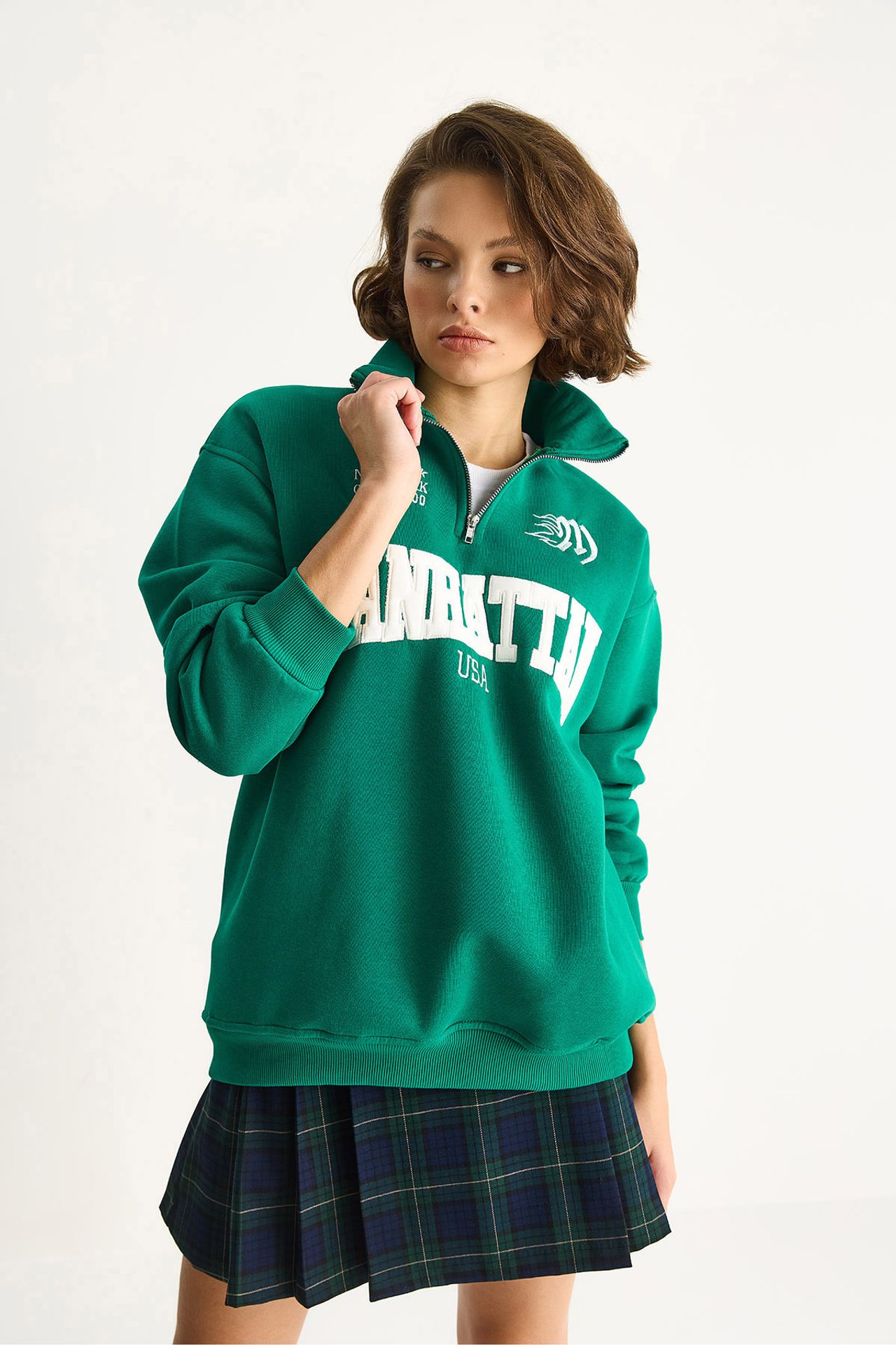 LUCCI Back Printed Long Sleeve Zipper Collar Sweatshirt 3