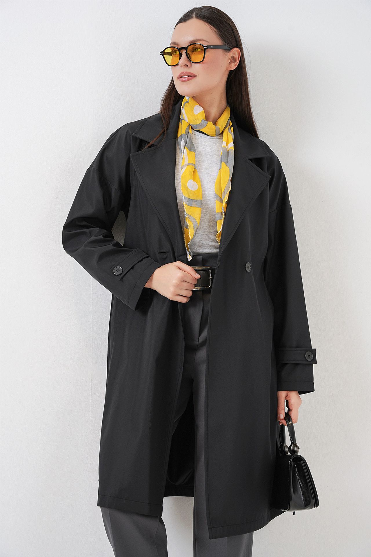 BDART Belted Long Trench Coat with Jacket Collar 6