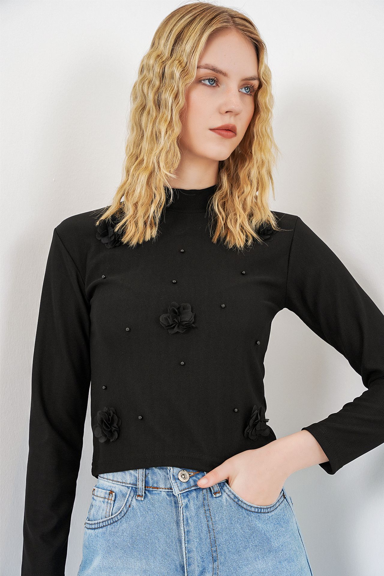 BDART 3D Floral Print Long Sleeve Blouse 1