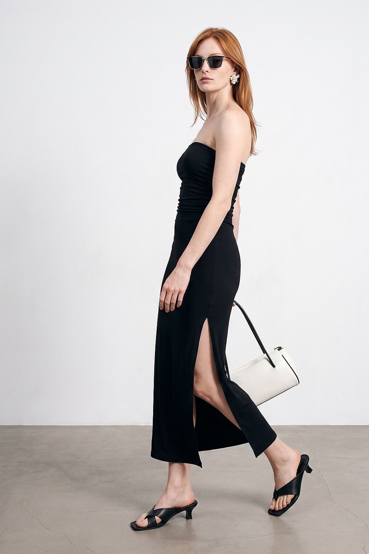 DILVIN Strapless Bodycon Maxi Dress With Slit 2