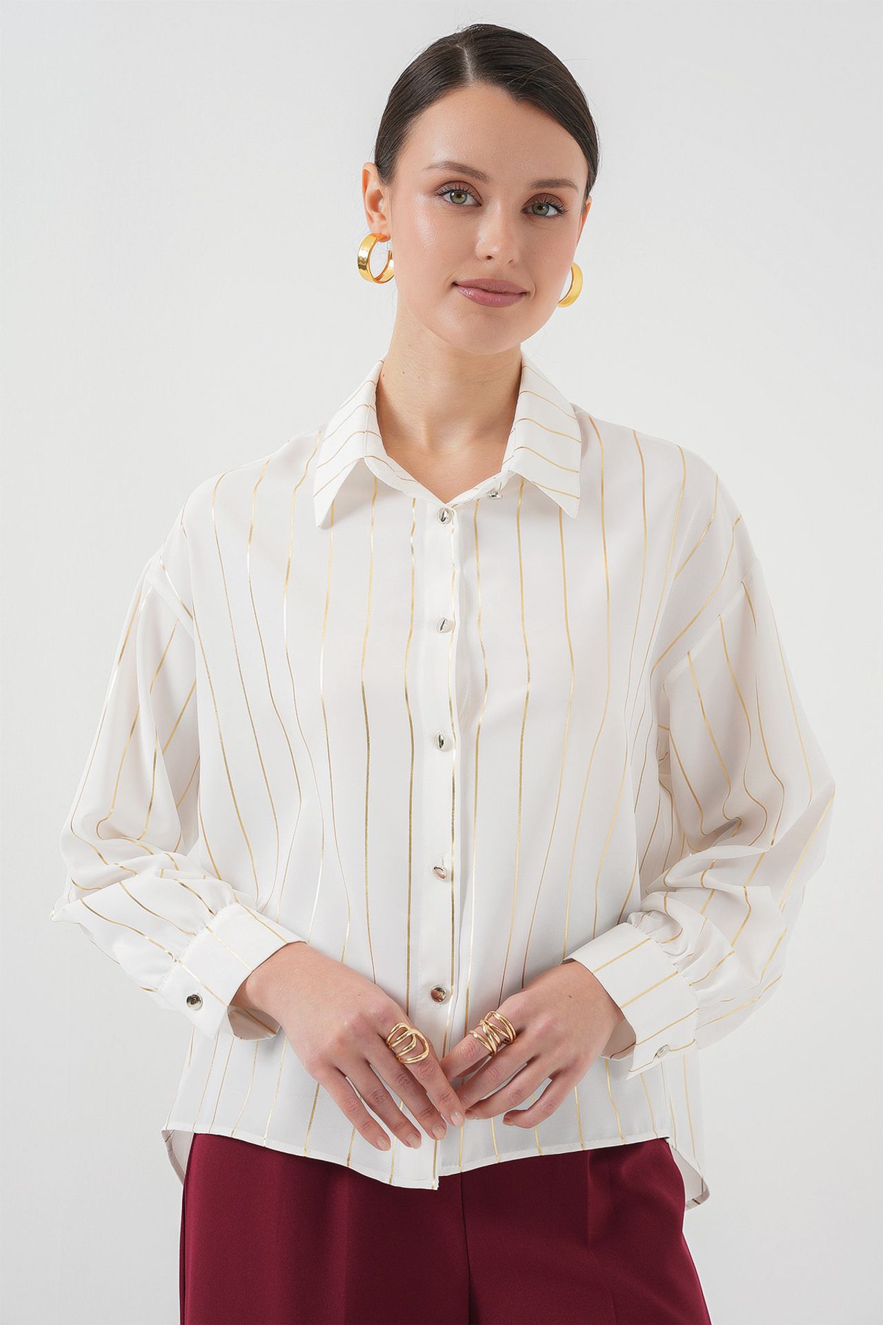 BDART Loose Fit Striped Poplin Shirt with Button Closure 4