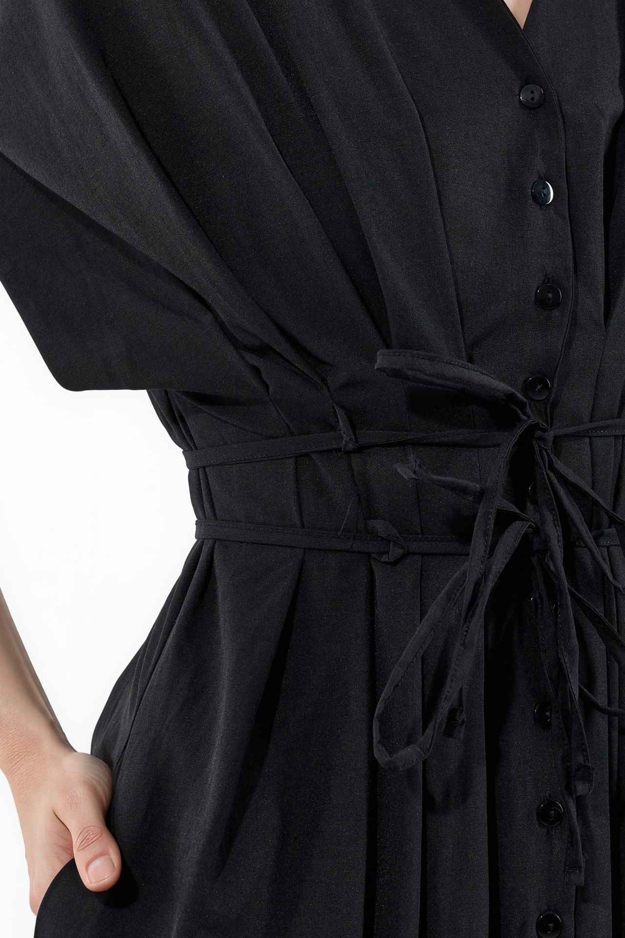 BUSEM Casual V-Neck Midi Shirt Dress 4