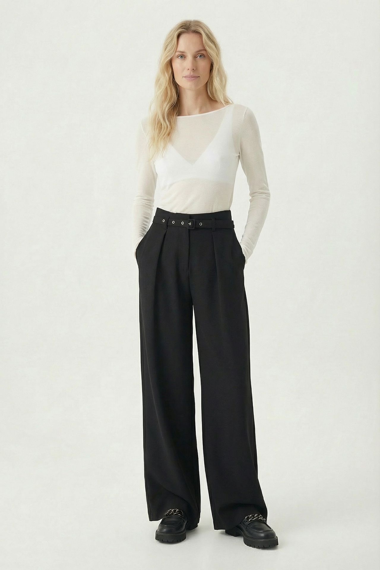 ISTANBUL Pleated Belted Wide Leg Trousers 1