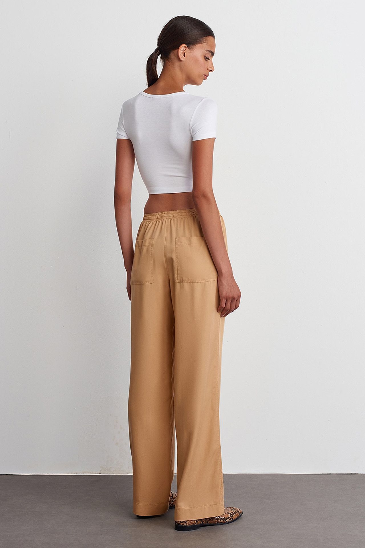 DILVIN Kadın Tencel Geniş Paça Pantolon 3