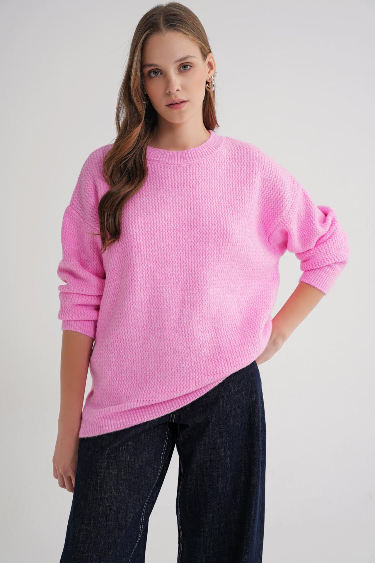 Mixray Long Sleeve Ribbed Knit Sweater 1