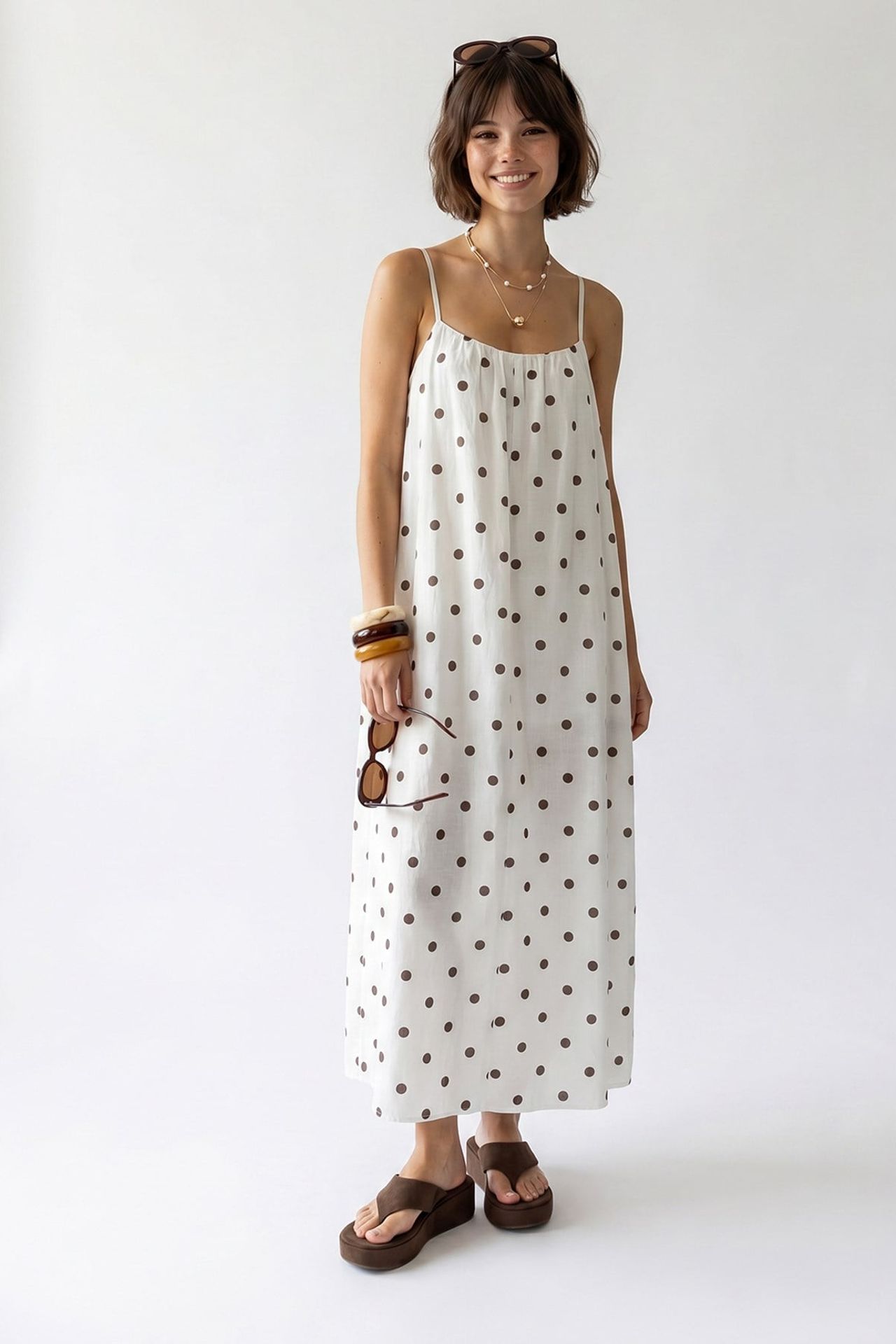 MIXRAY Polka Dot A-Line Maxi Dress 4