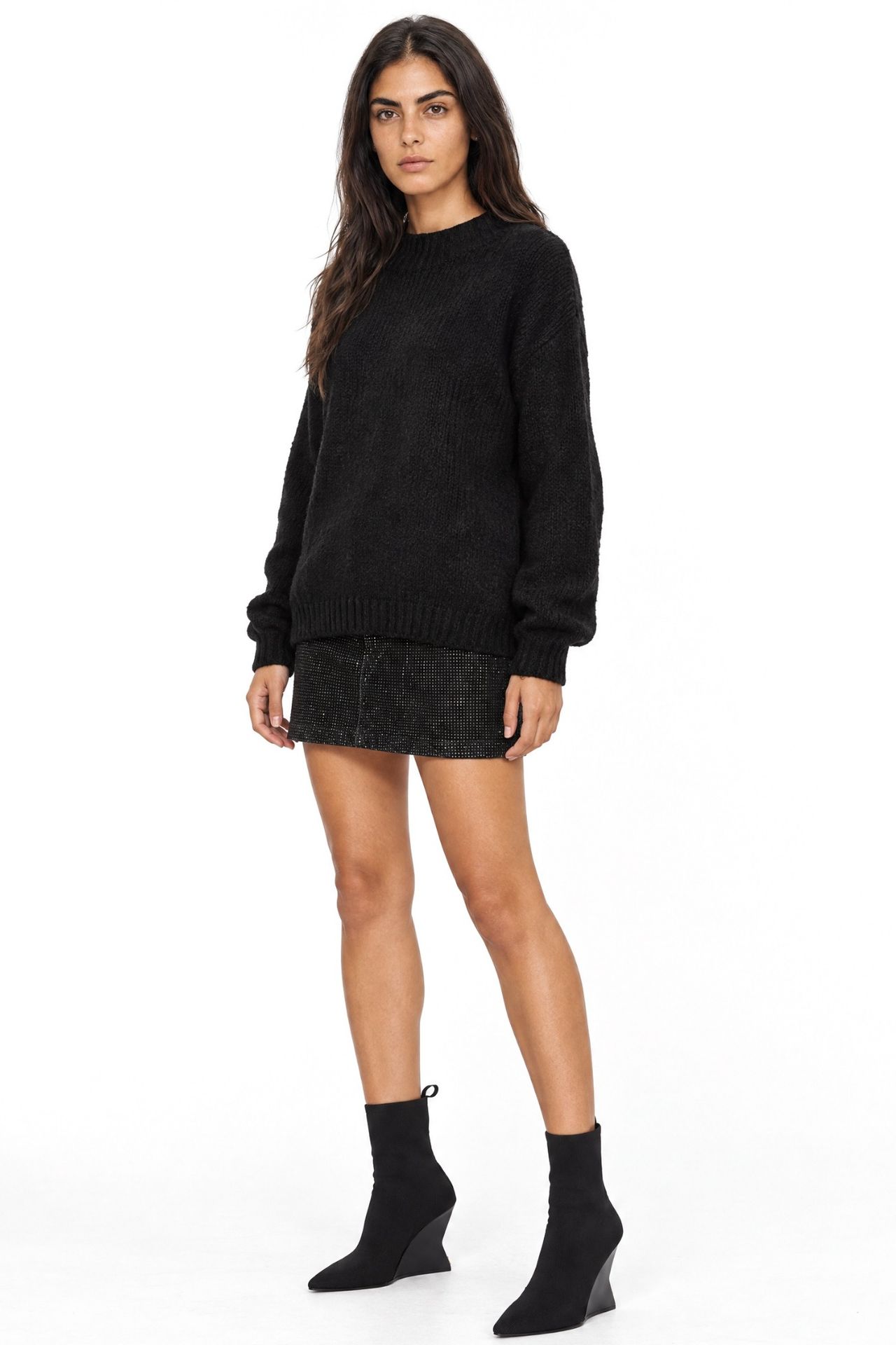 Mixray Relaxed Fit Crew Neck Thick Knit Sweater 4