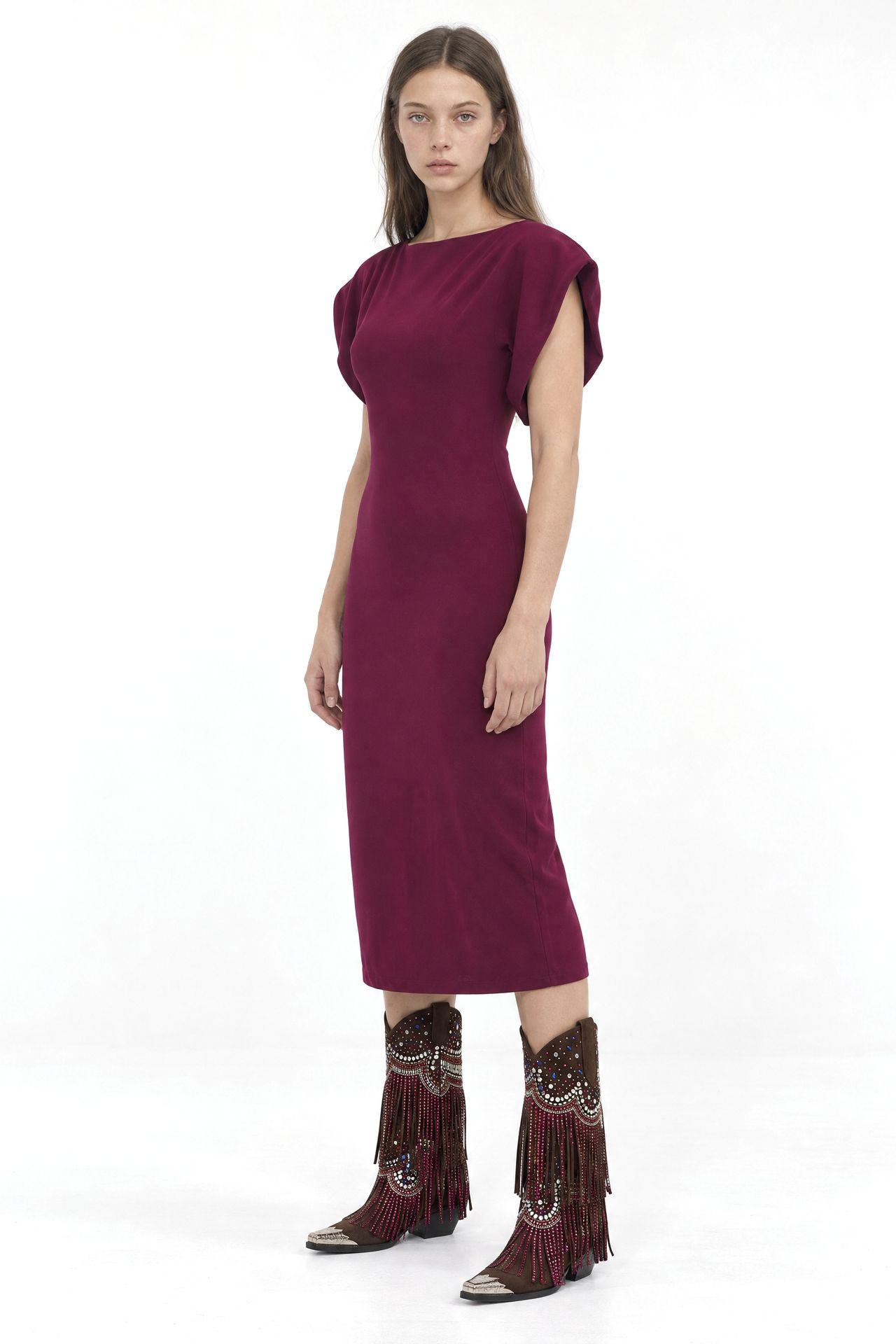 BUSEM Women's Crew Neck Midi Dress 3