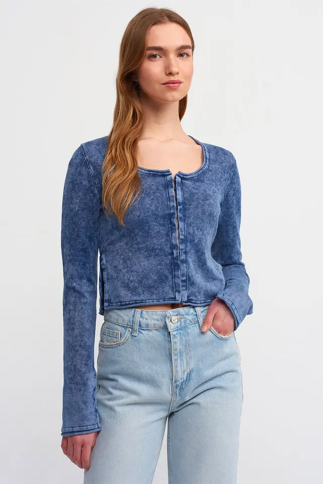 DILVIN Cotton Ribbed Crop Cardigan