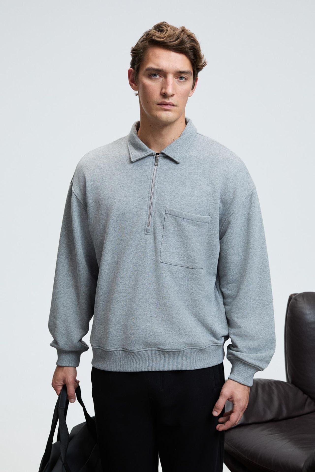 GRIMELANGE Yarım Fermuarlı Cepli Sweatshirt 1