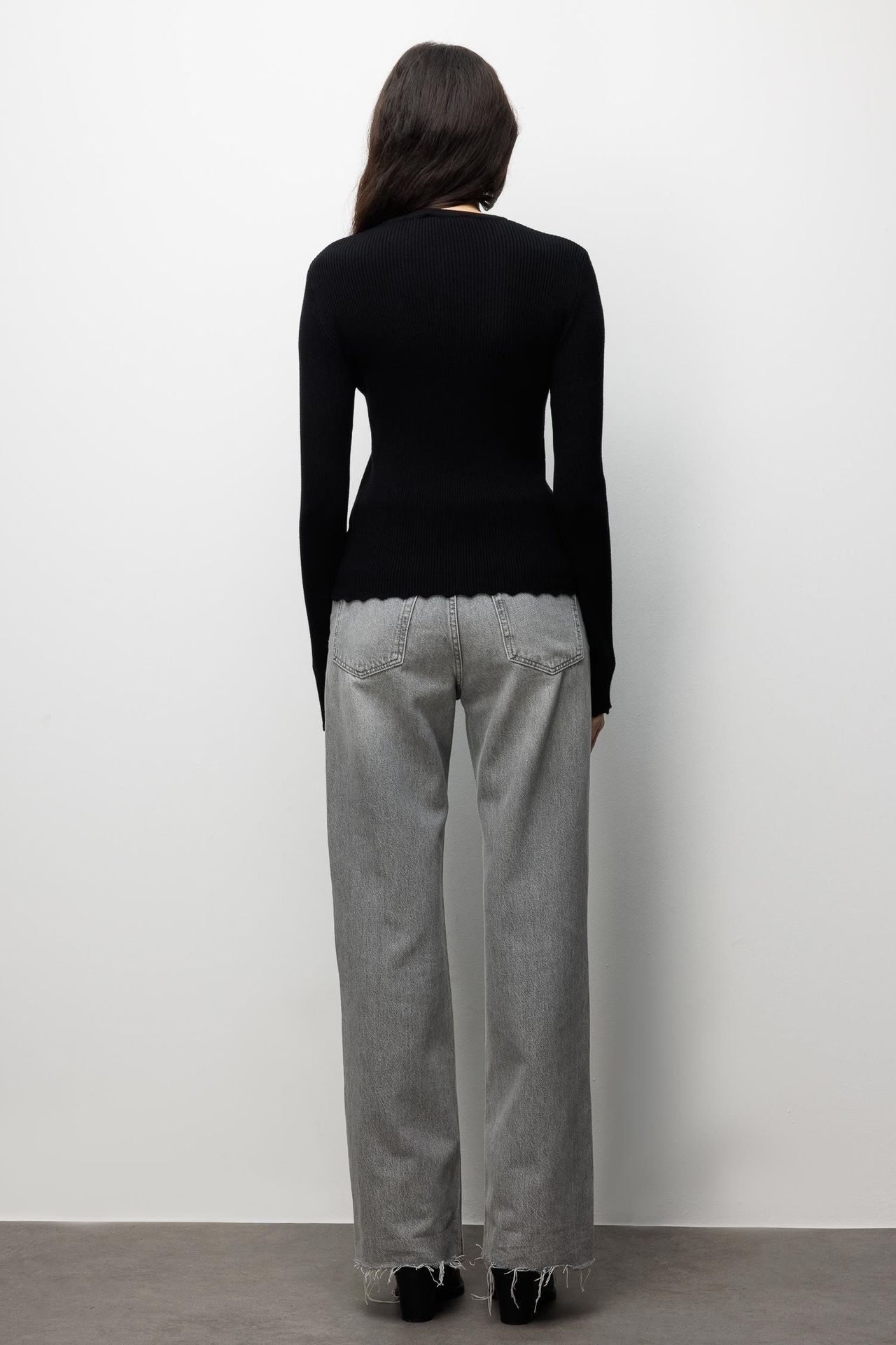 MIXRAY Ribbed Knit Buttoned Cardigan