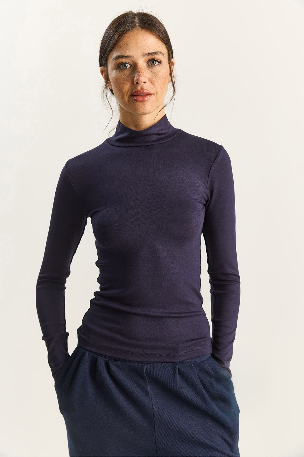 LUCCI Slim Fit Long Sleeve Half Turtleneck Top 5