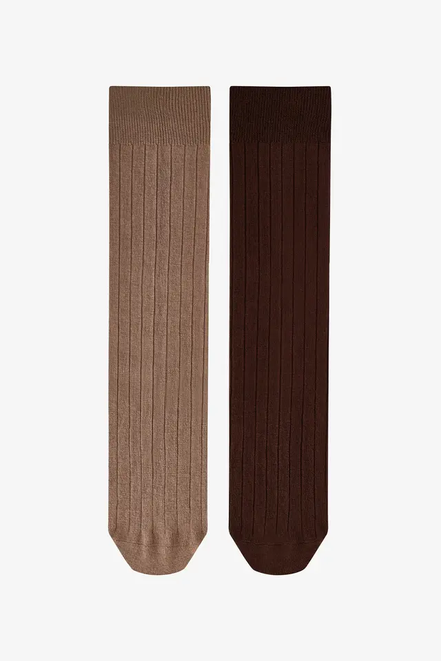 PENTI Cool Ribbed Jacquard 2-Pack Crew Socks