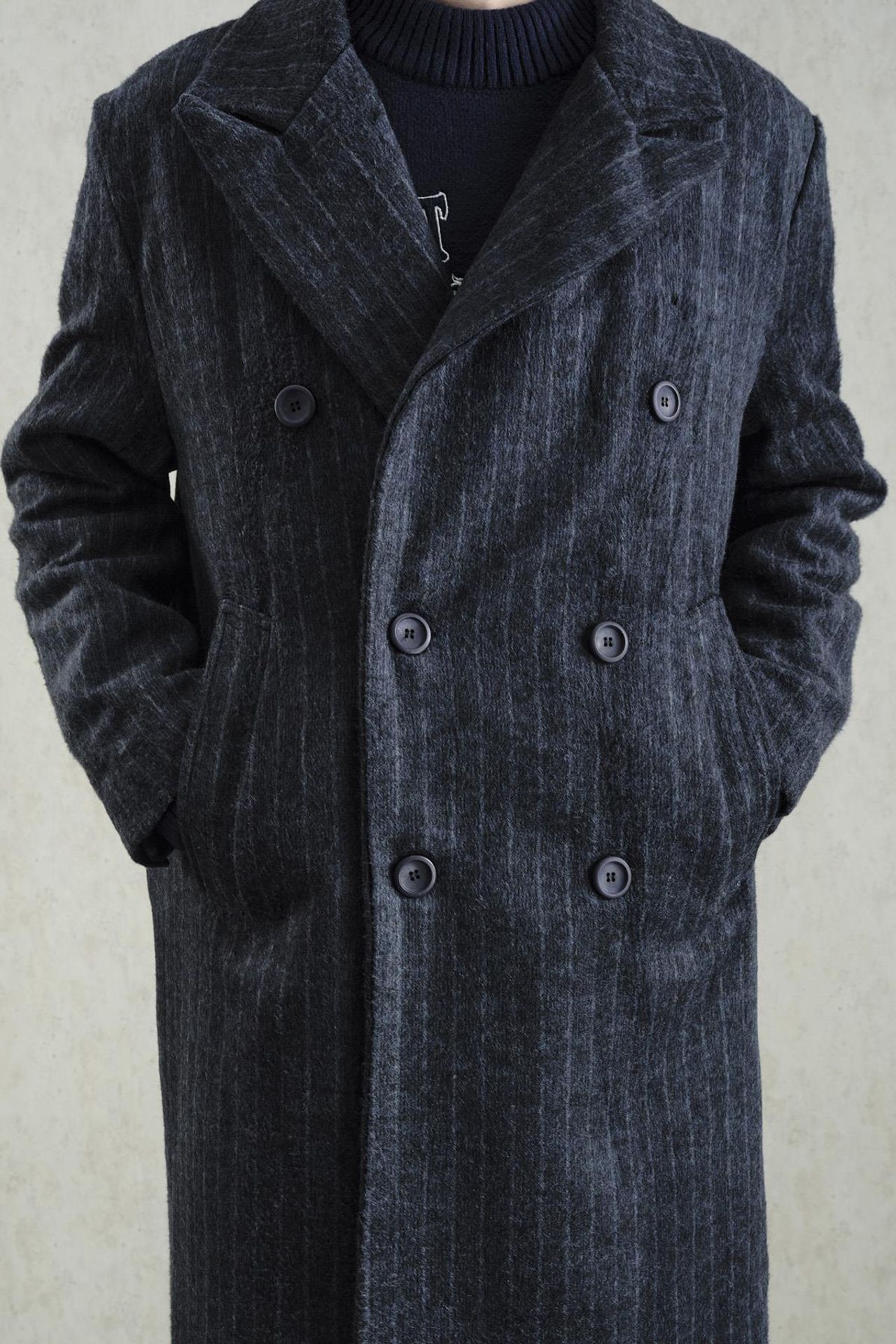 Double-Breasted Striped Long Overcoat 5