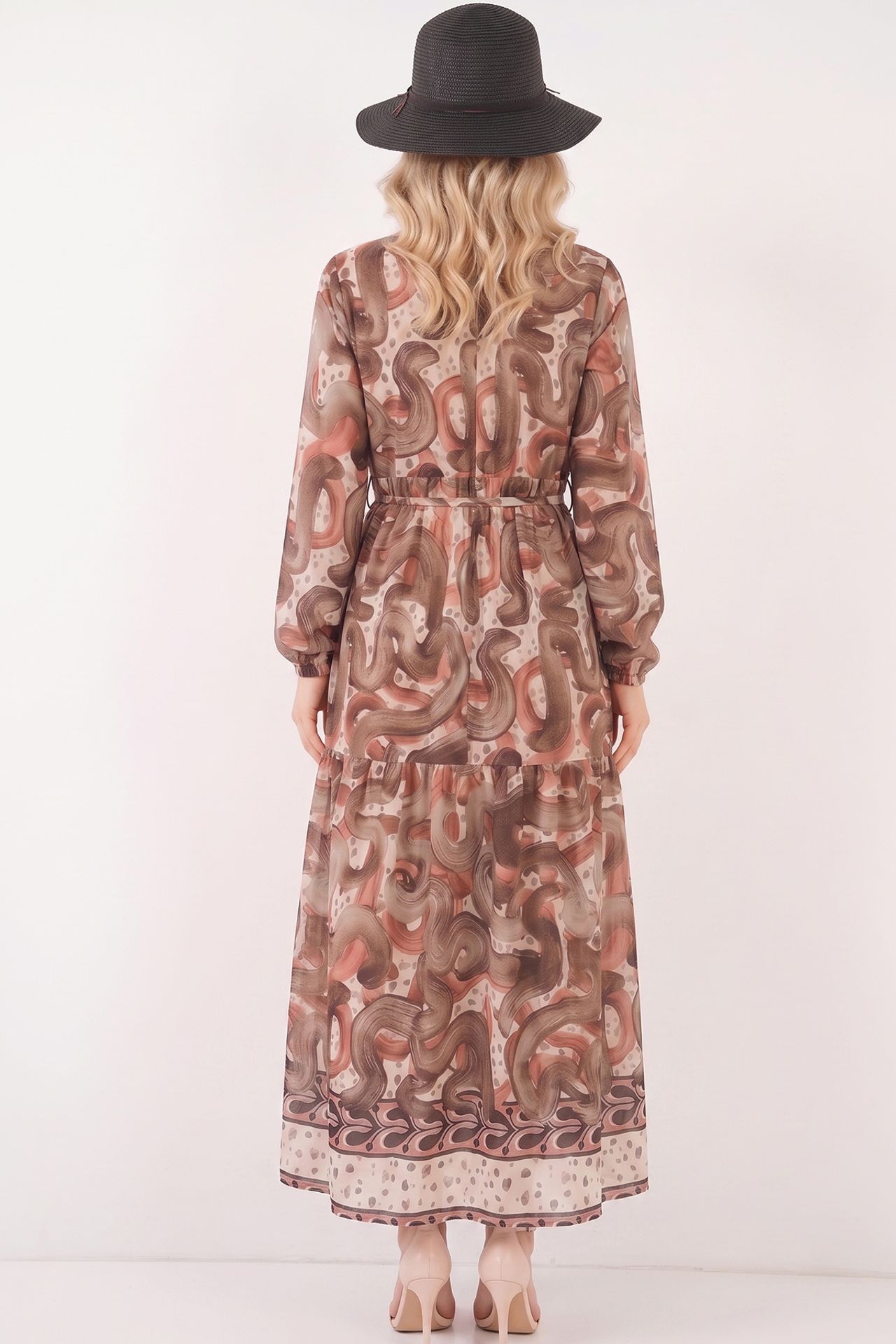 BDART Buttoned Crew Neck Maxi Dress with Waistband