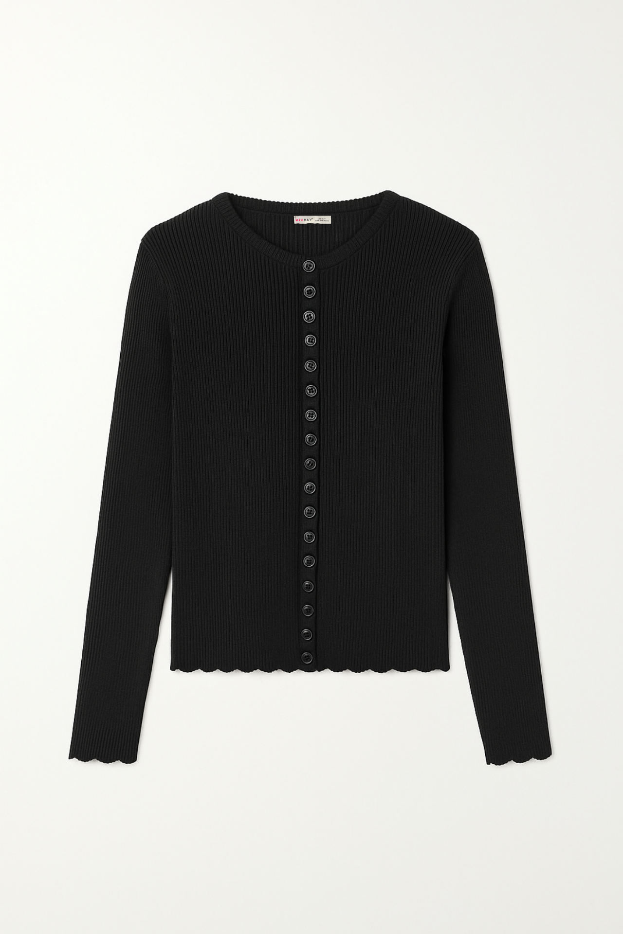 MIXRAY Ribbed Knit Buttoned Cardigan