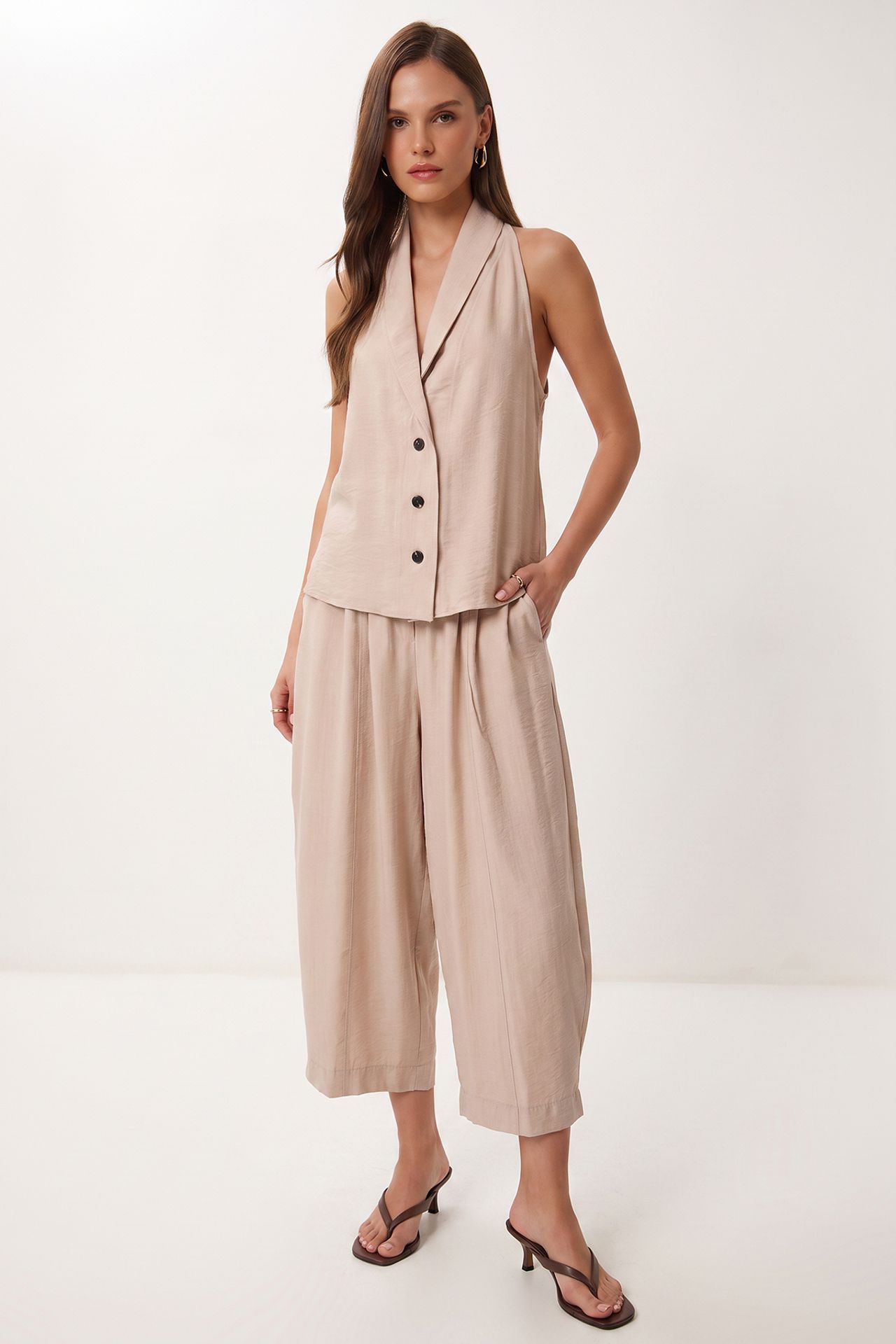 ISTANBUL Women's Shawl Collar Two-Piece Coord 1