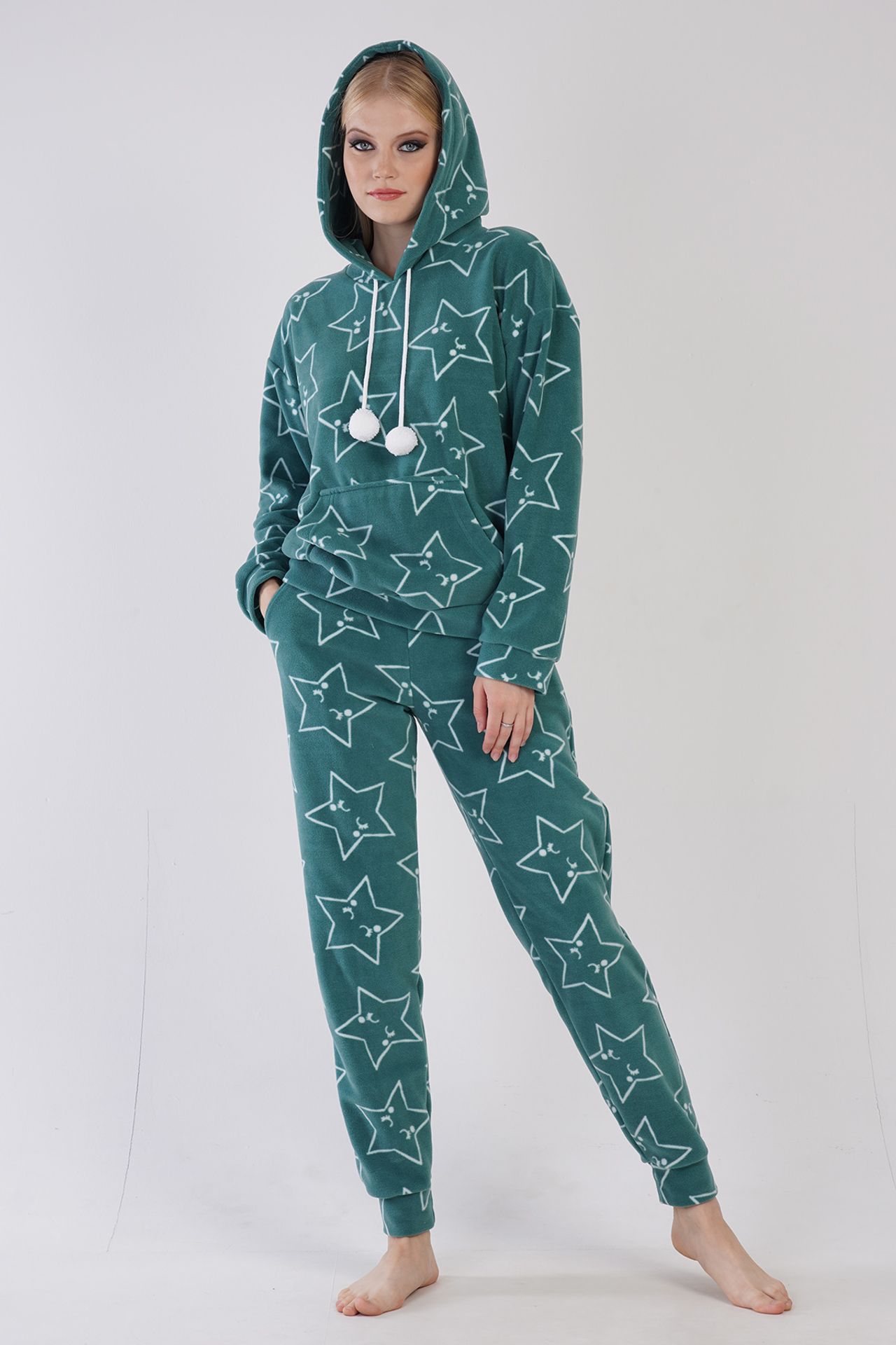 YAKE Kapüşonlu Yıldızlı 2 Parçalı Pijama Takımı 1