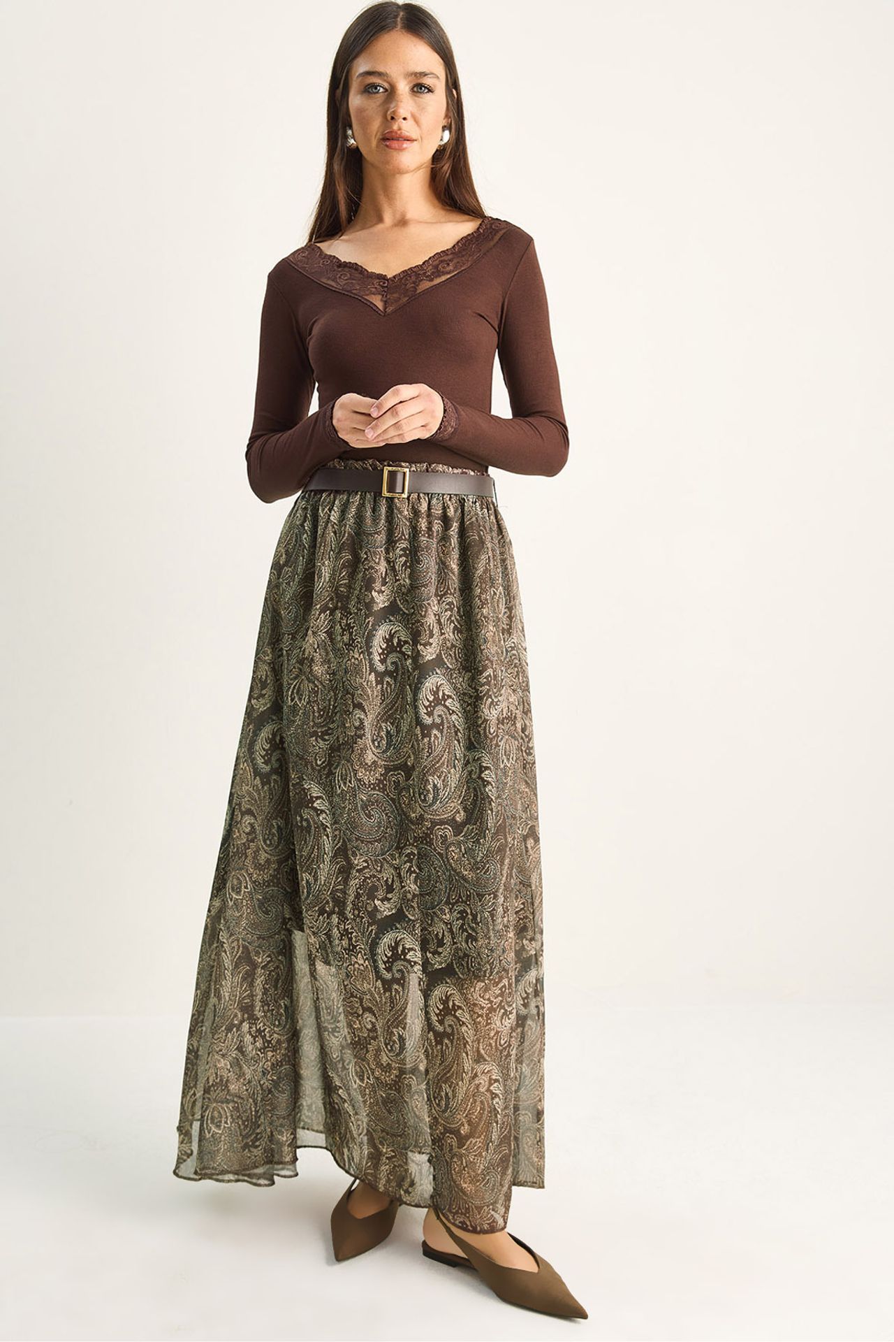 LUCCI Cotton Blend A-Line Skirt 1