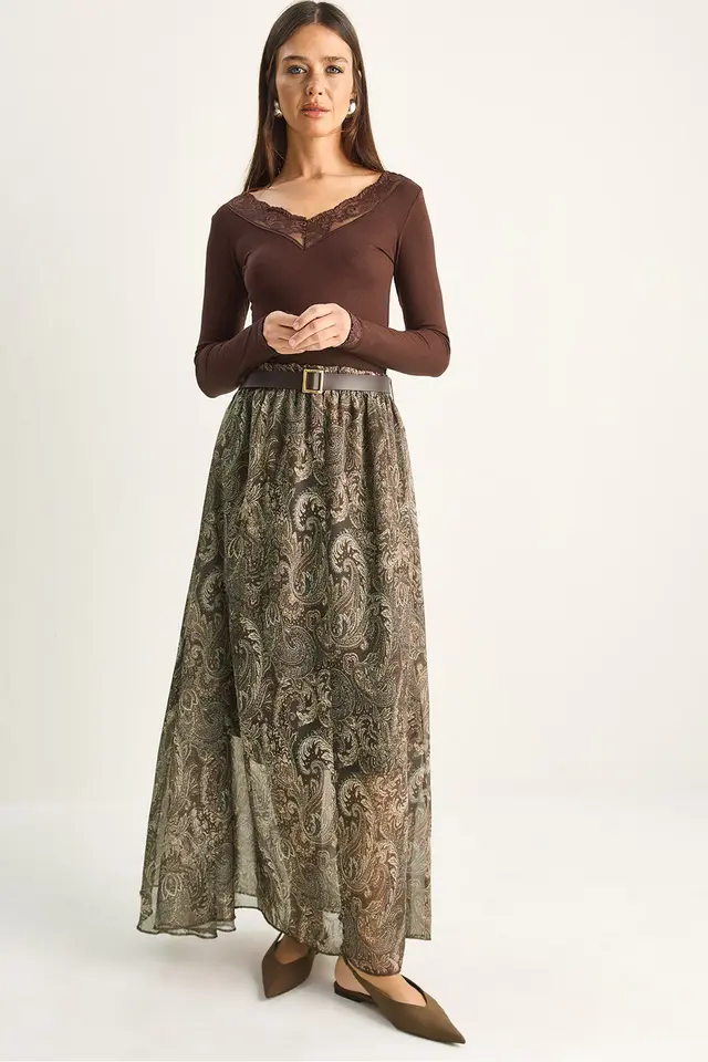 LUCCI Cotton Blend A-Line Skirt