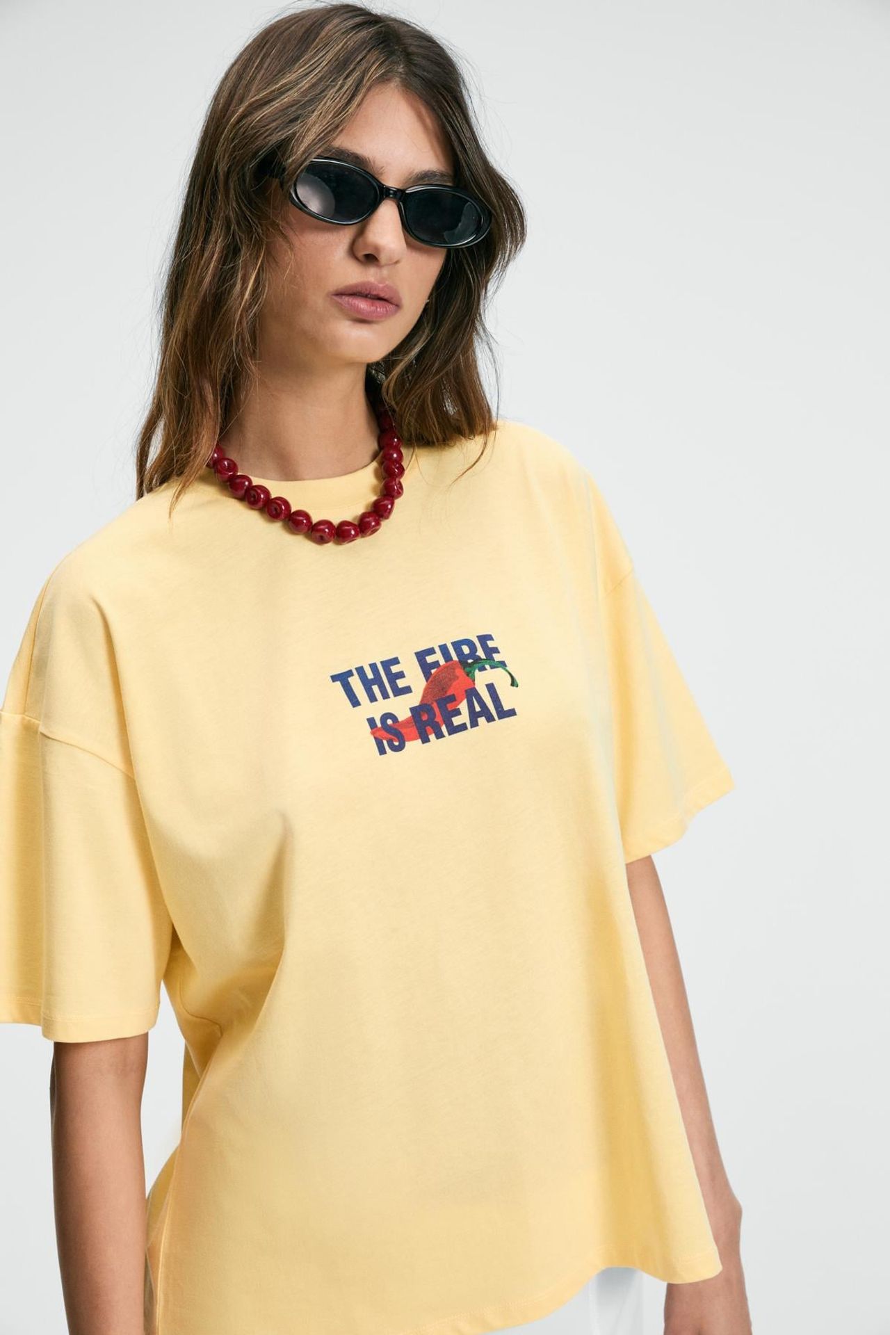 GRIMELANGE Baskılı Bisiklet Yaka Tişört 2