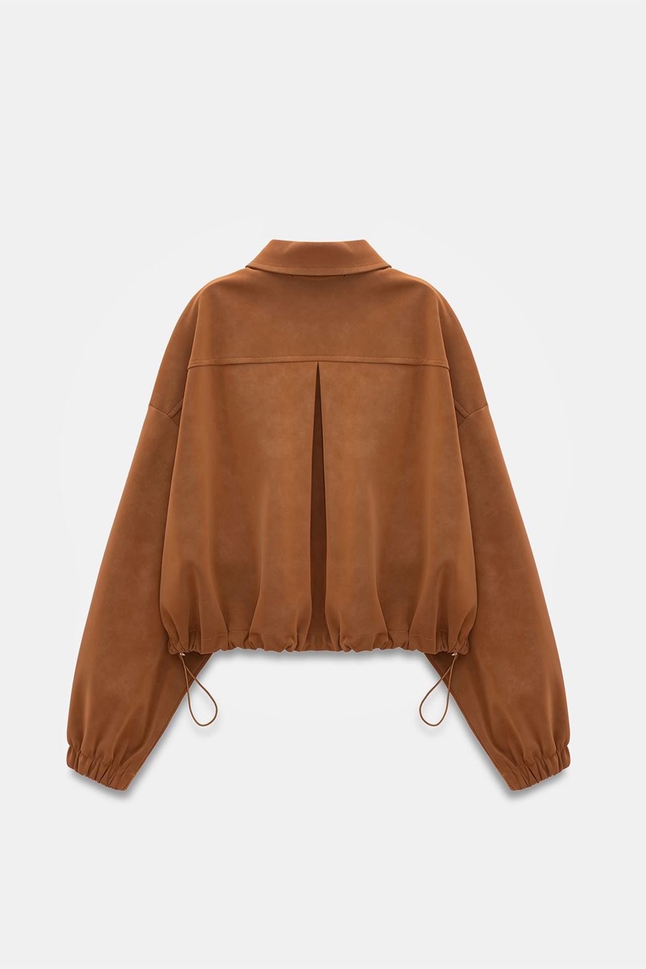 DILVIN Oversized Crop Faux Suede Bomber Jacket
