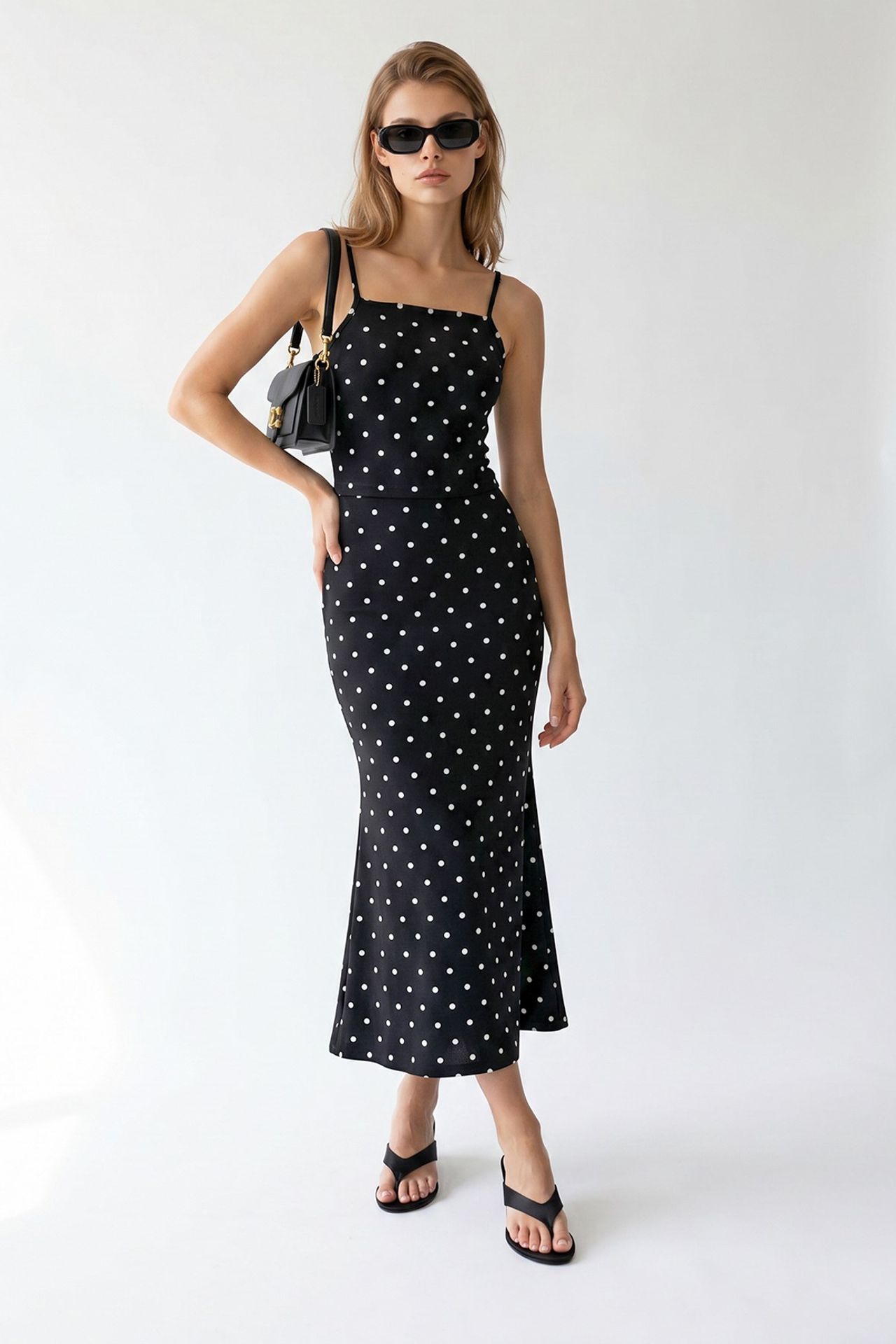 MIXRAY Women's High Waist Polka Dot Two-Piece Coord 4
