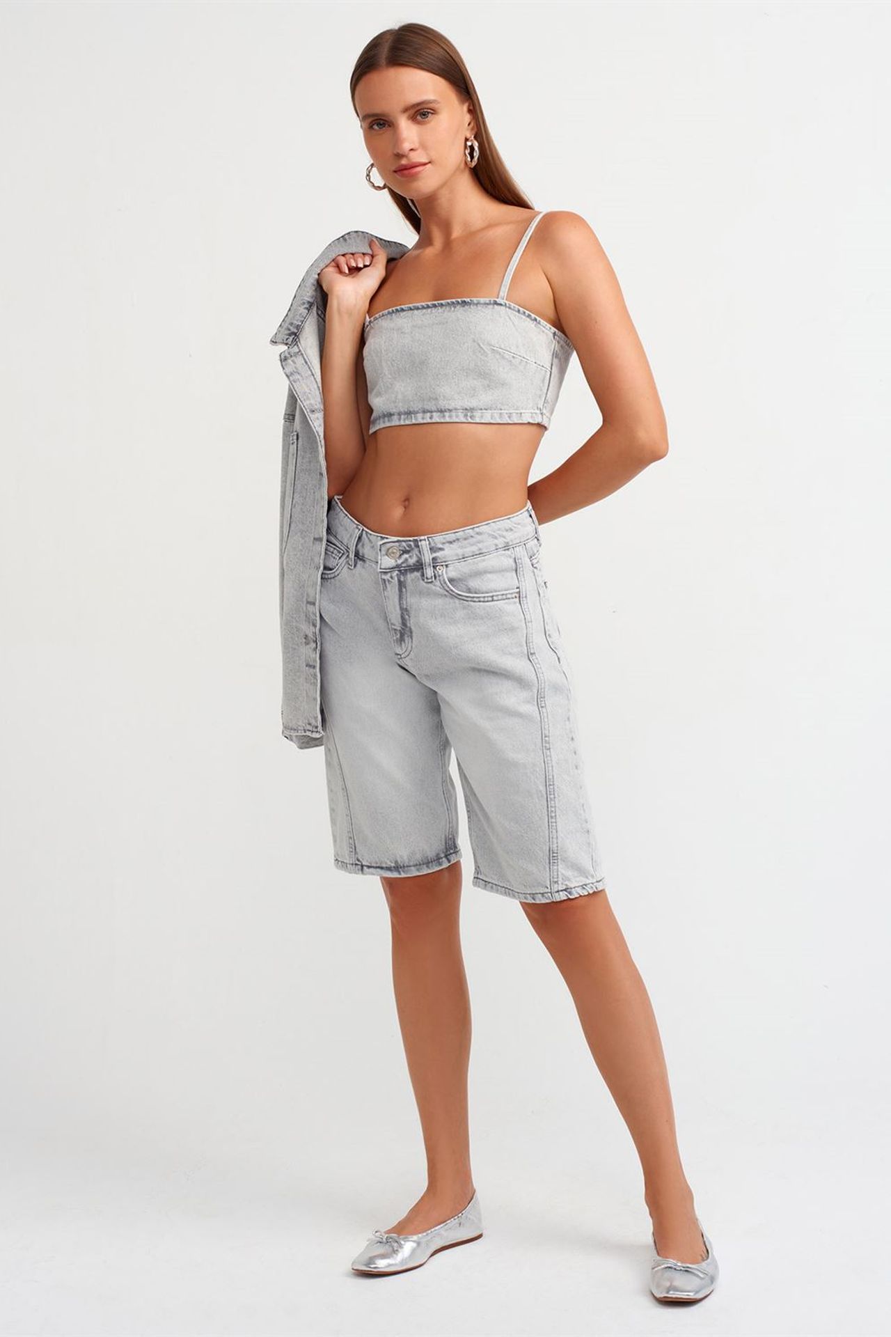 DILVIN Women's Strapless Cropped Denim Top 3