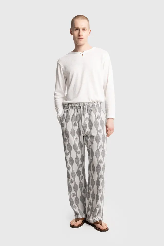 GIESTO Men's Cotton Knit Wide-Leg Pants