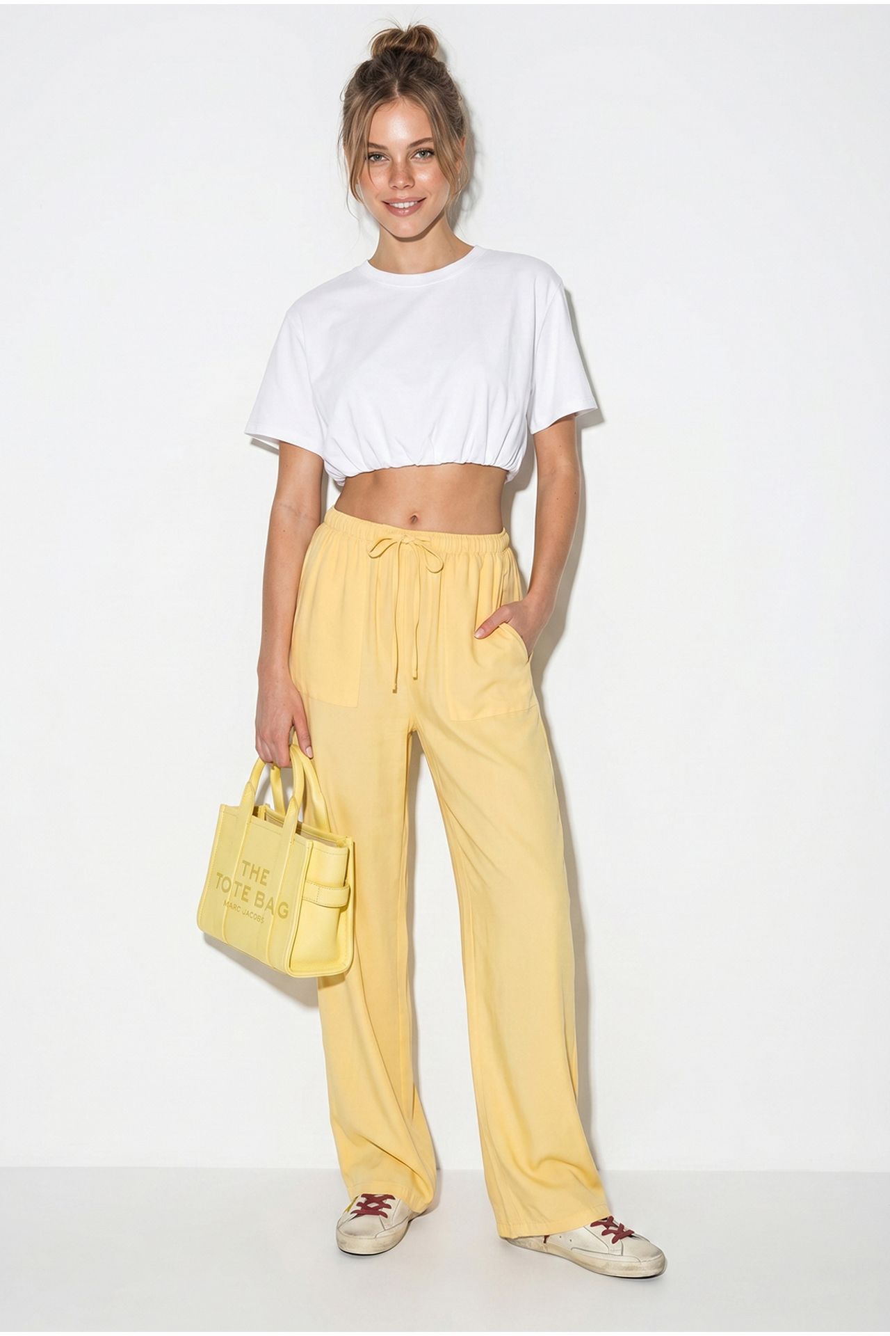 LUCCI Wide-leg Cotton Trousers With Drawstring Waist 1