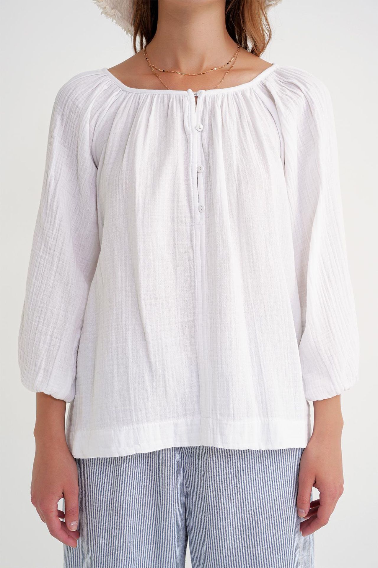 Mixray Buttoned Muslin Blouse 5