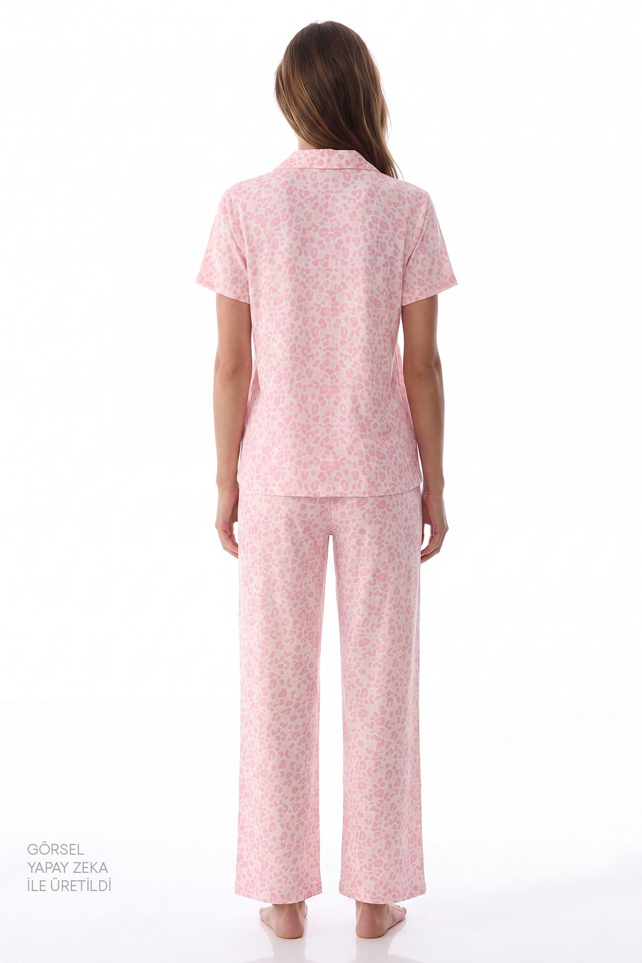 PENTI Leopard Short Sleeve Shirt Pants Pajama Set 3