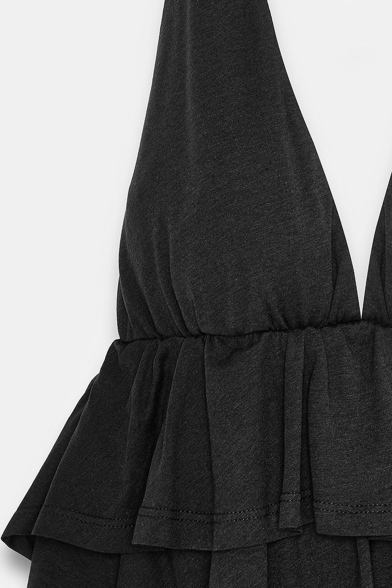 DILVIN Fırfır Detaylı Halter Yaka Poplin Bluz 8