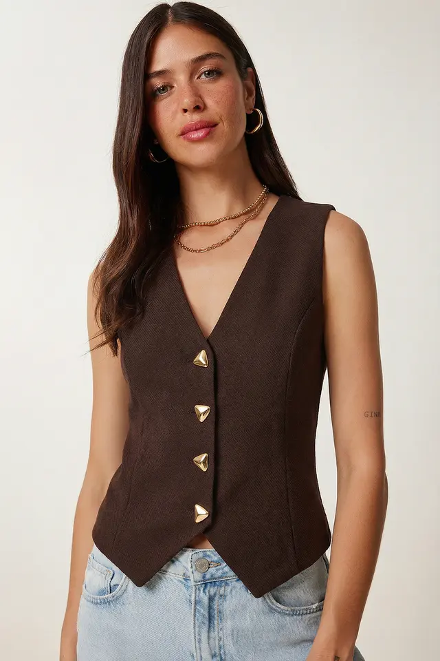 ISTANBUL Fitted Crepe Waistcoat With Buttons