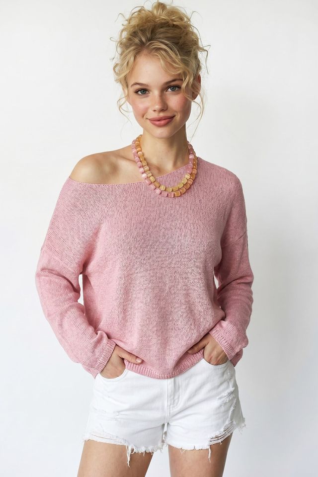 MIXRAY Oversized Boat Neck Knit Sweater