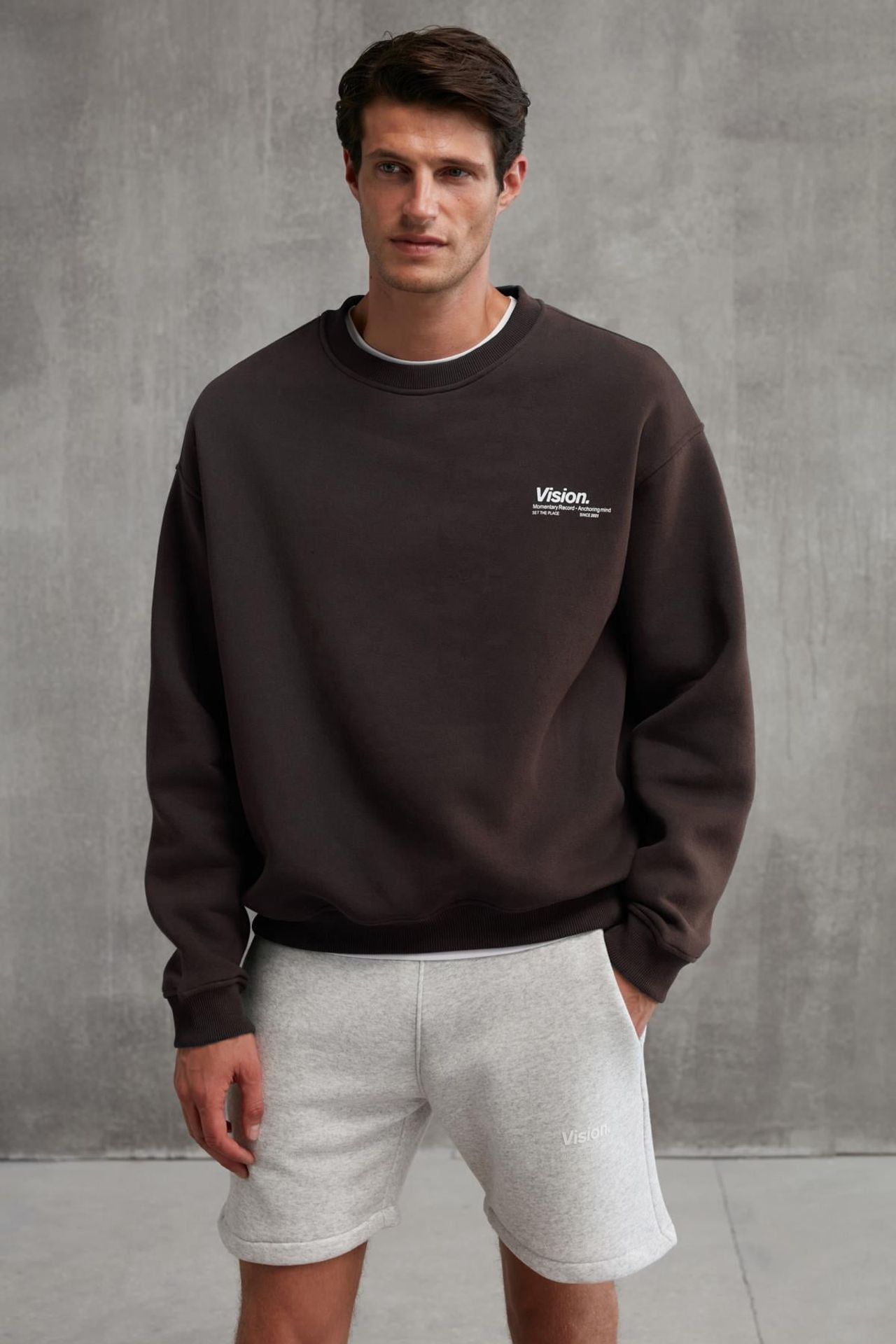 GRIMELANGE Baskılı Geniş Kalıp Bisiklet Yaka Sweatshirt 2