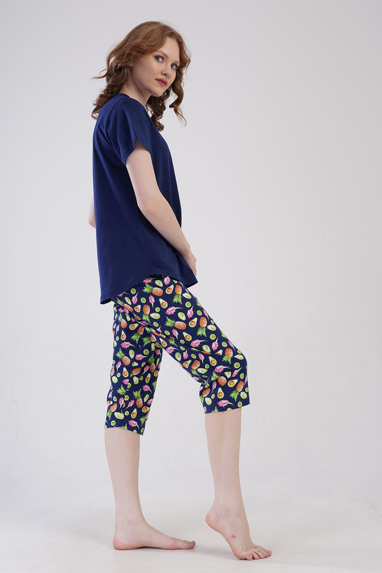 YAKE Rahat Capri İki Parçalı Pijama Takımı 3