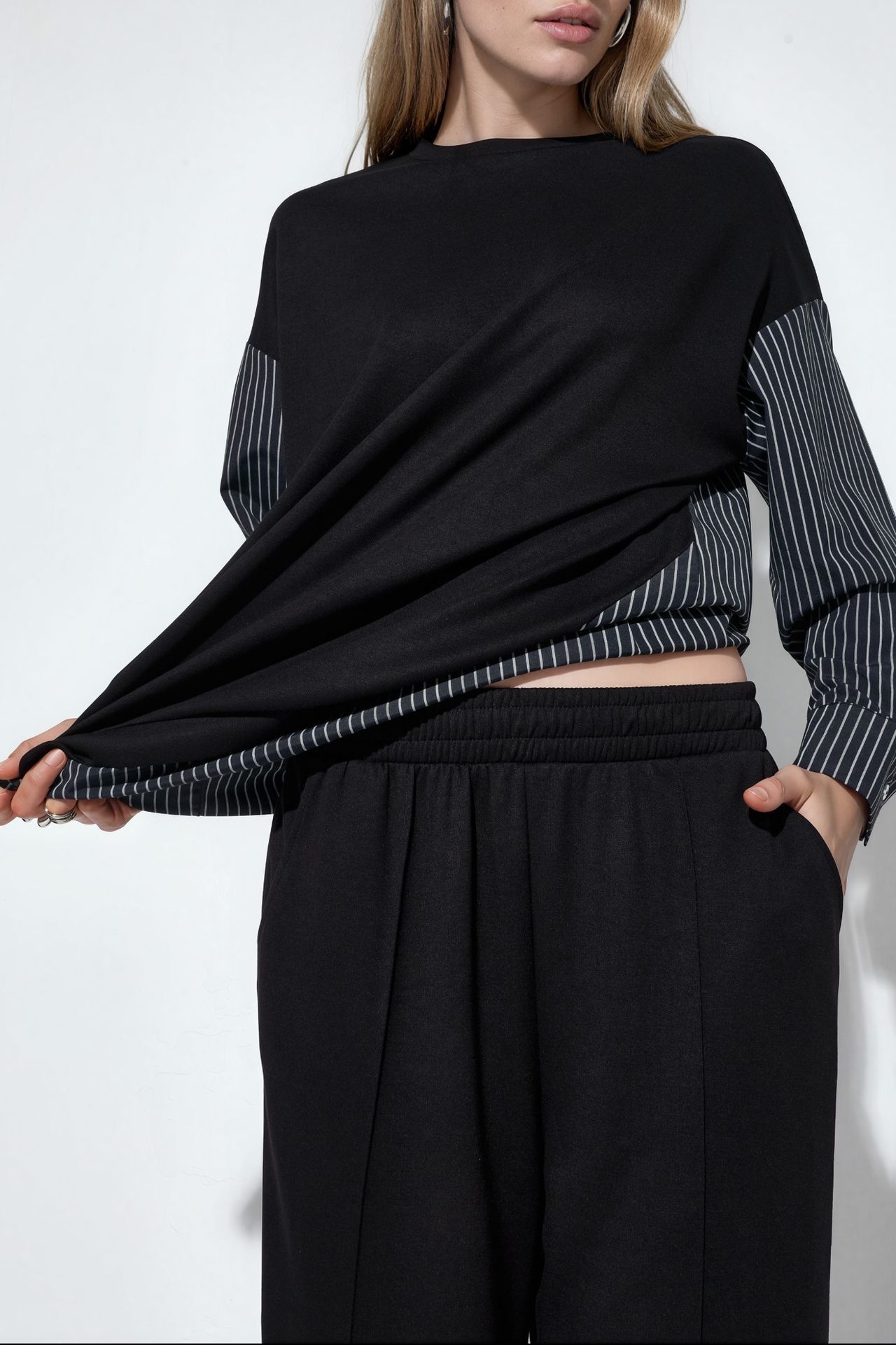 BDART Striped Long Crew Neck Two-Piece Coord Set 4