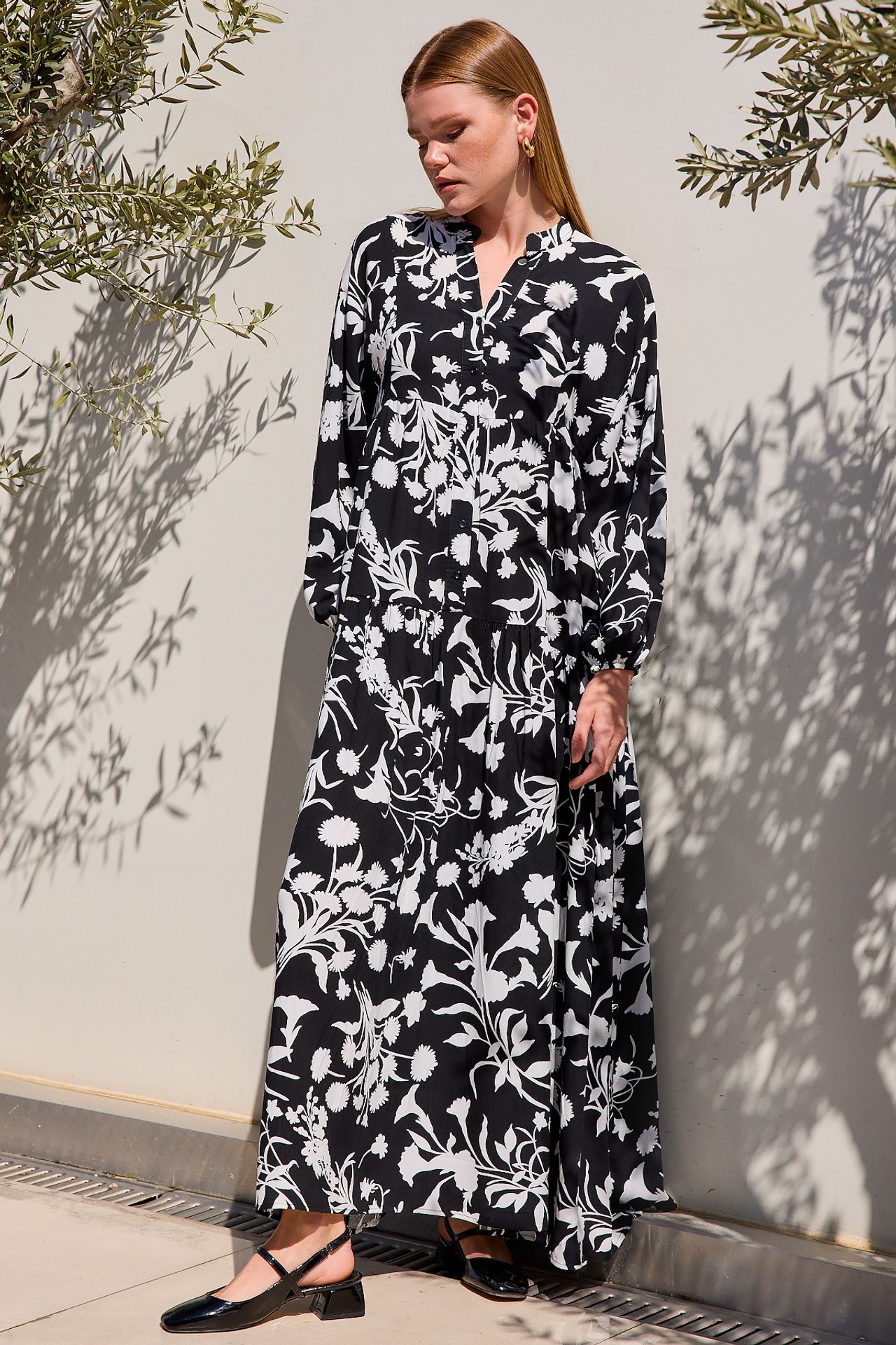 BDART Patterned V-Neck Maxi Dress