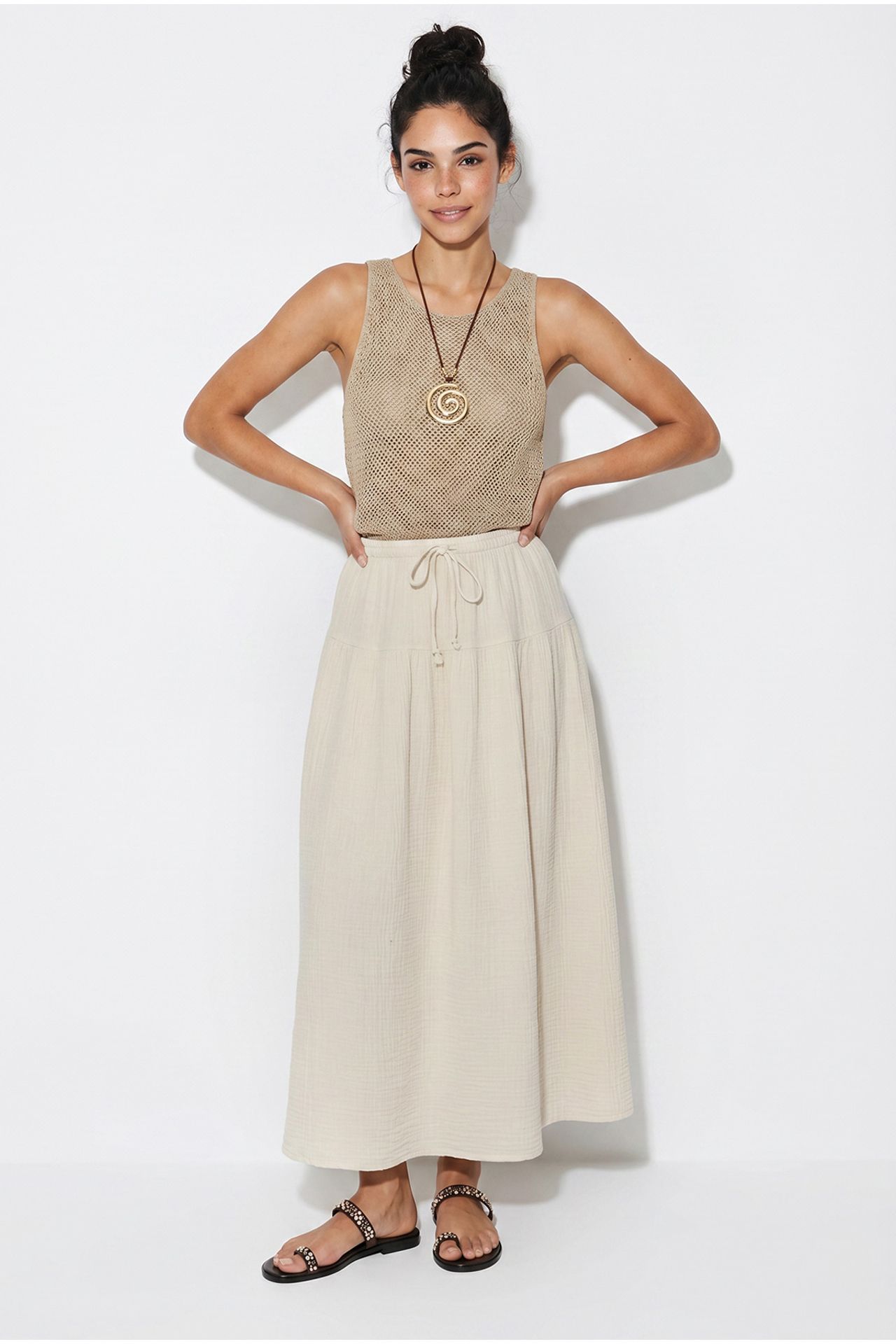 LUCCI High-Waist Midi A-Line Skirt 6