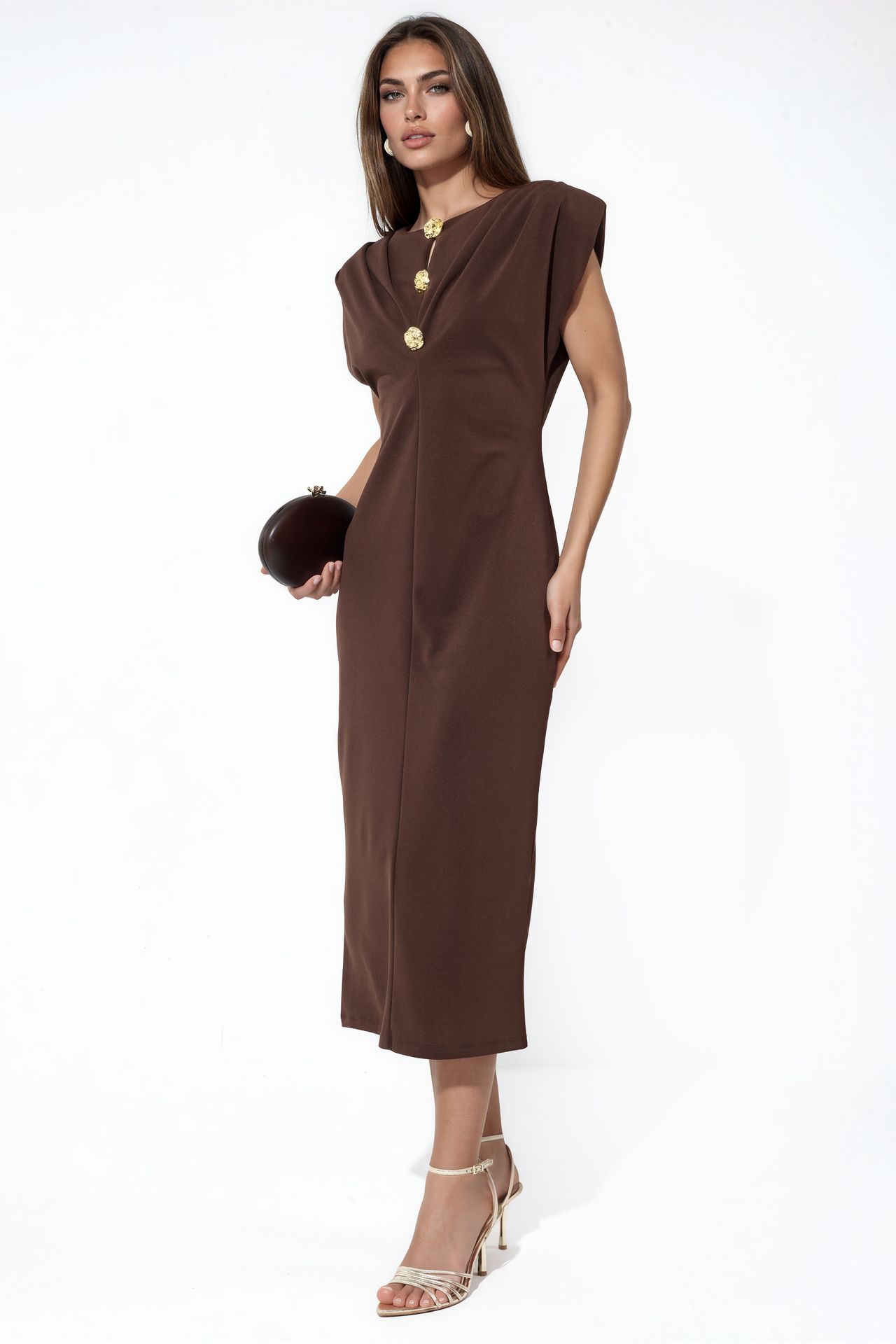 BUSEM Slim Fit Midi Dress with Accessory Detail 2