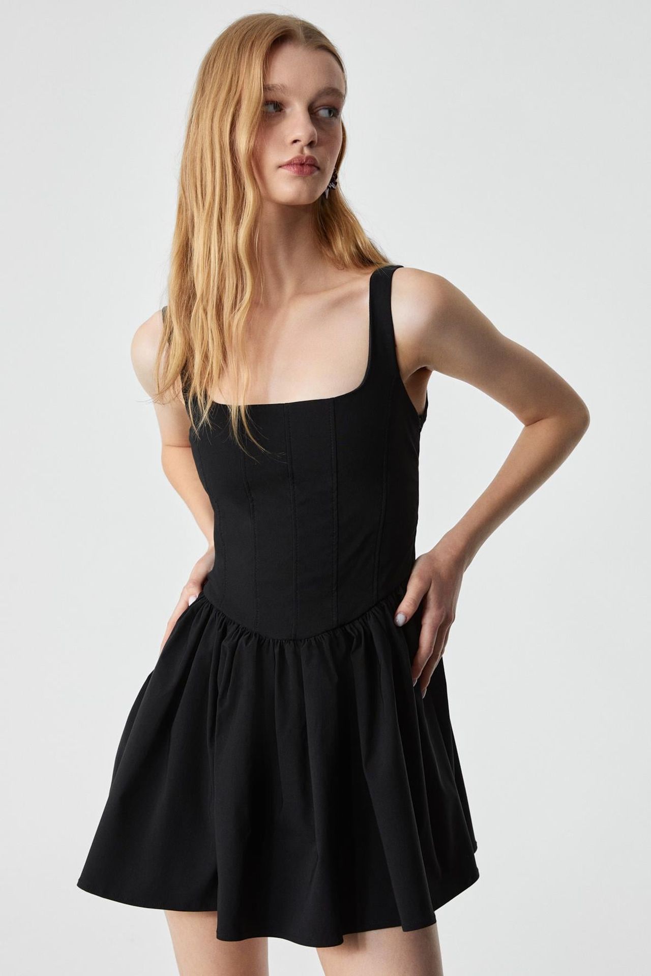 GRIMELANGE Square Neck Slim Fit Mini Dress 3