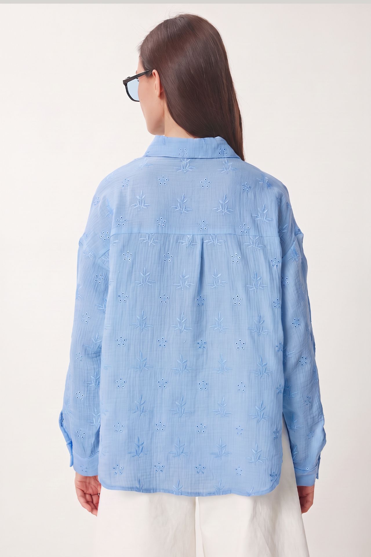 ISTANBUL Textured Embroidered Long Sleeve Shirt with Button Closure 5