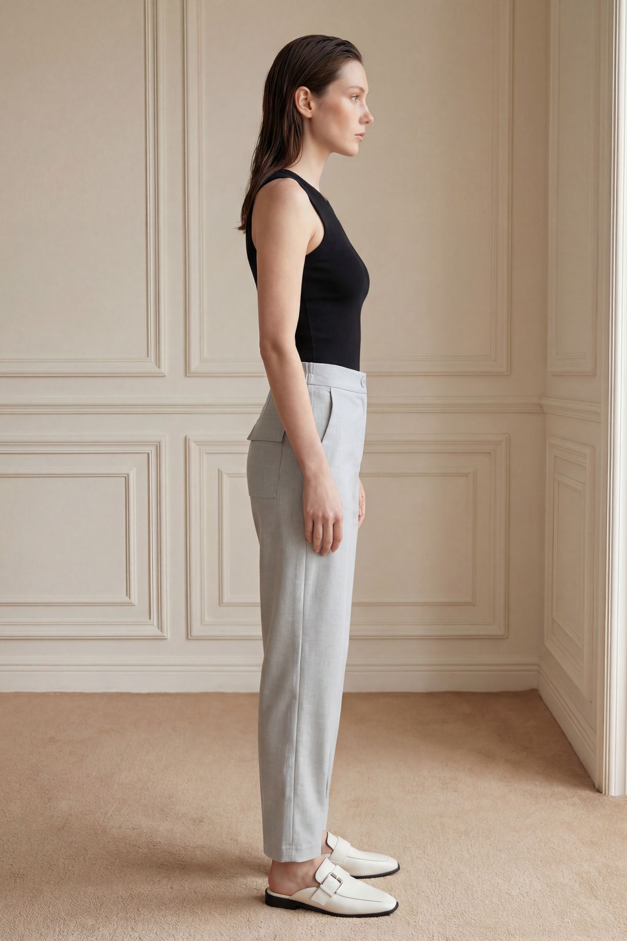 MY FASHION High Waist Straight Leg Pants with Pockets 3