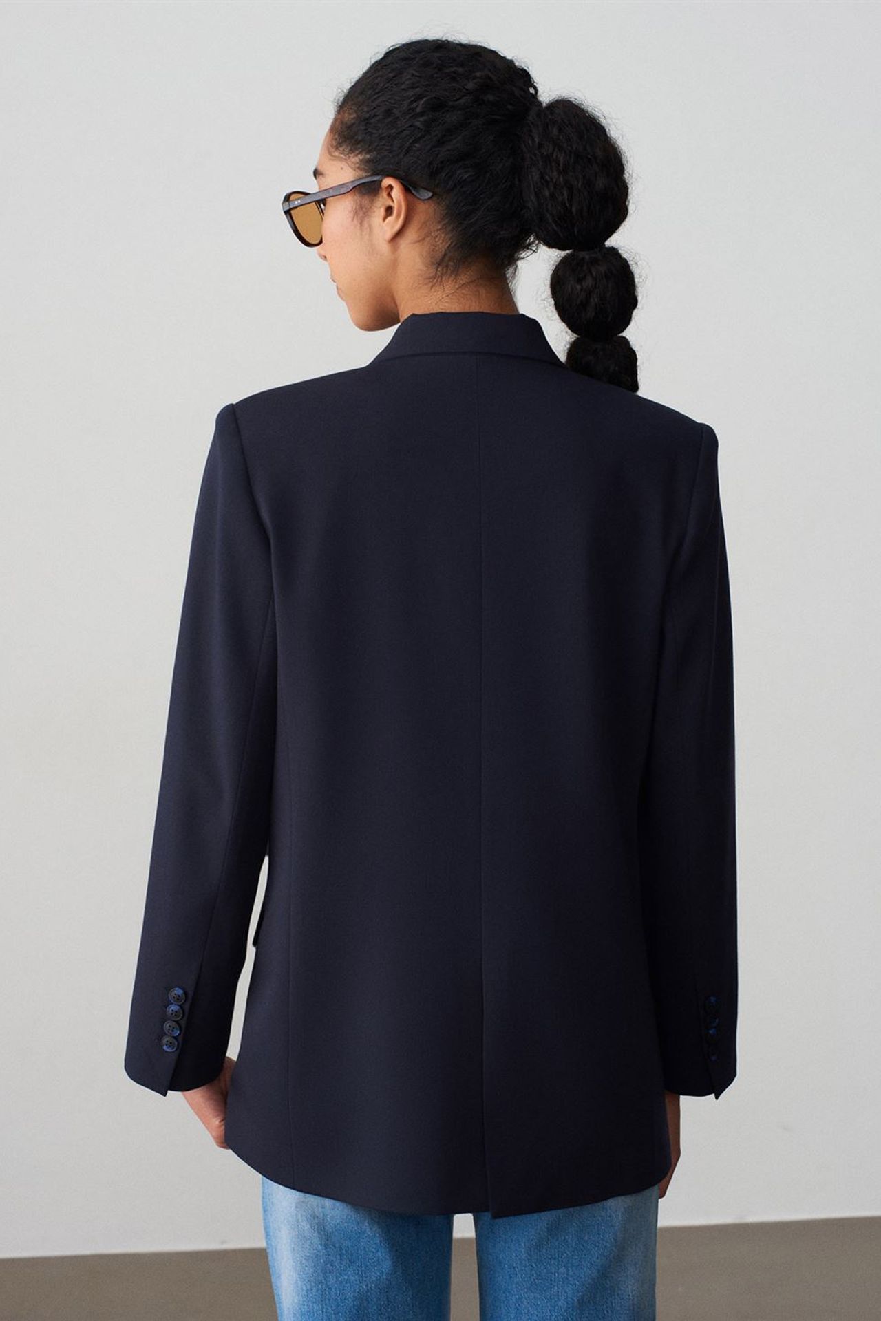 DILVIN Oversized Long Crepe Blazer Jacket 2